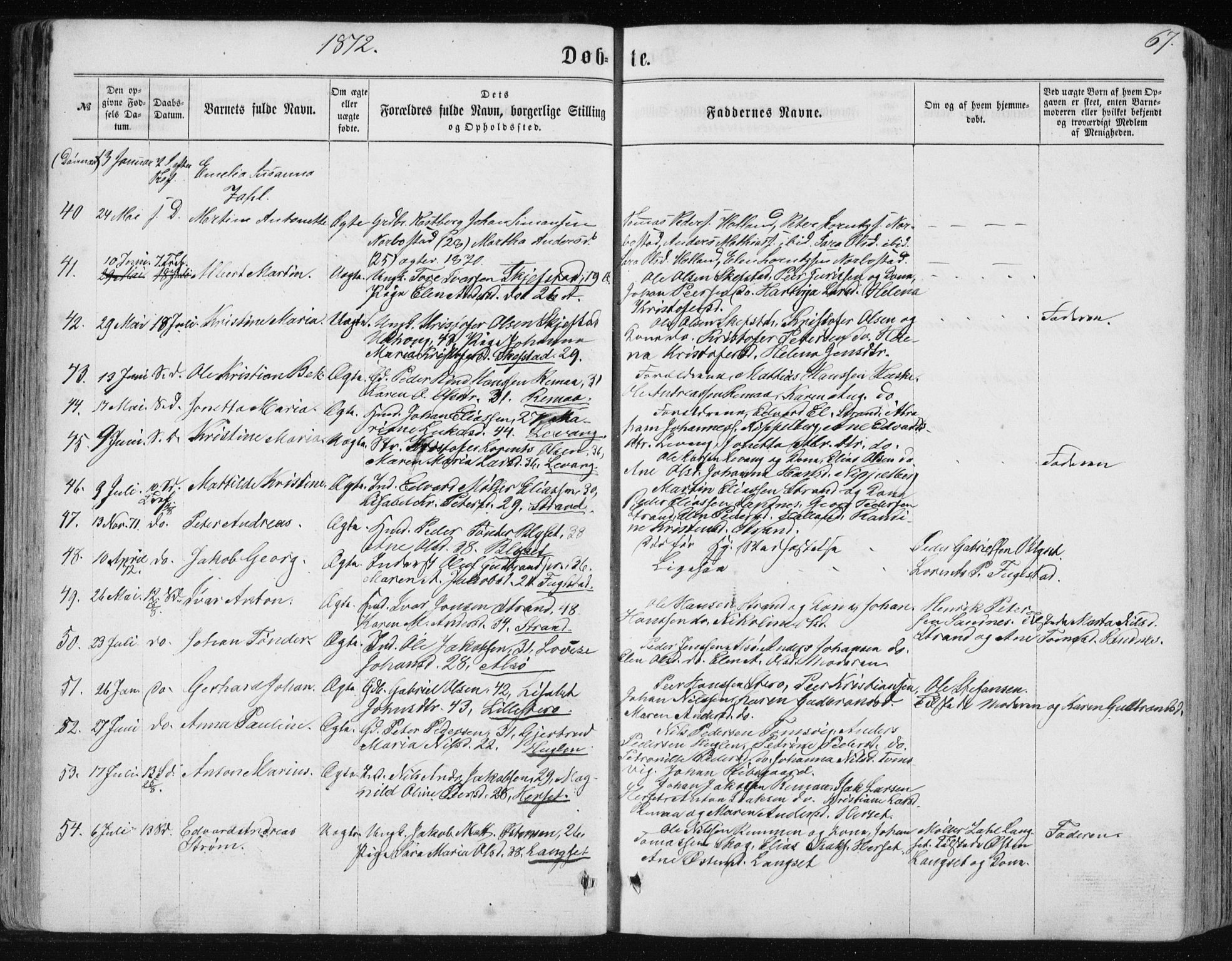 Ministerialprotokoller, klokkerbøker og fødselsregistre - Nordland, AV/SAT-A-1459/838/L0556: Parish register (copy) no. 838C03, 1861-1893, p. 67