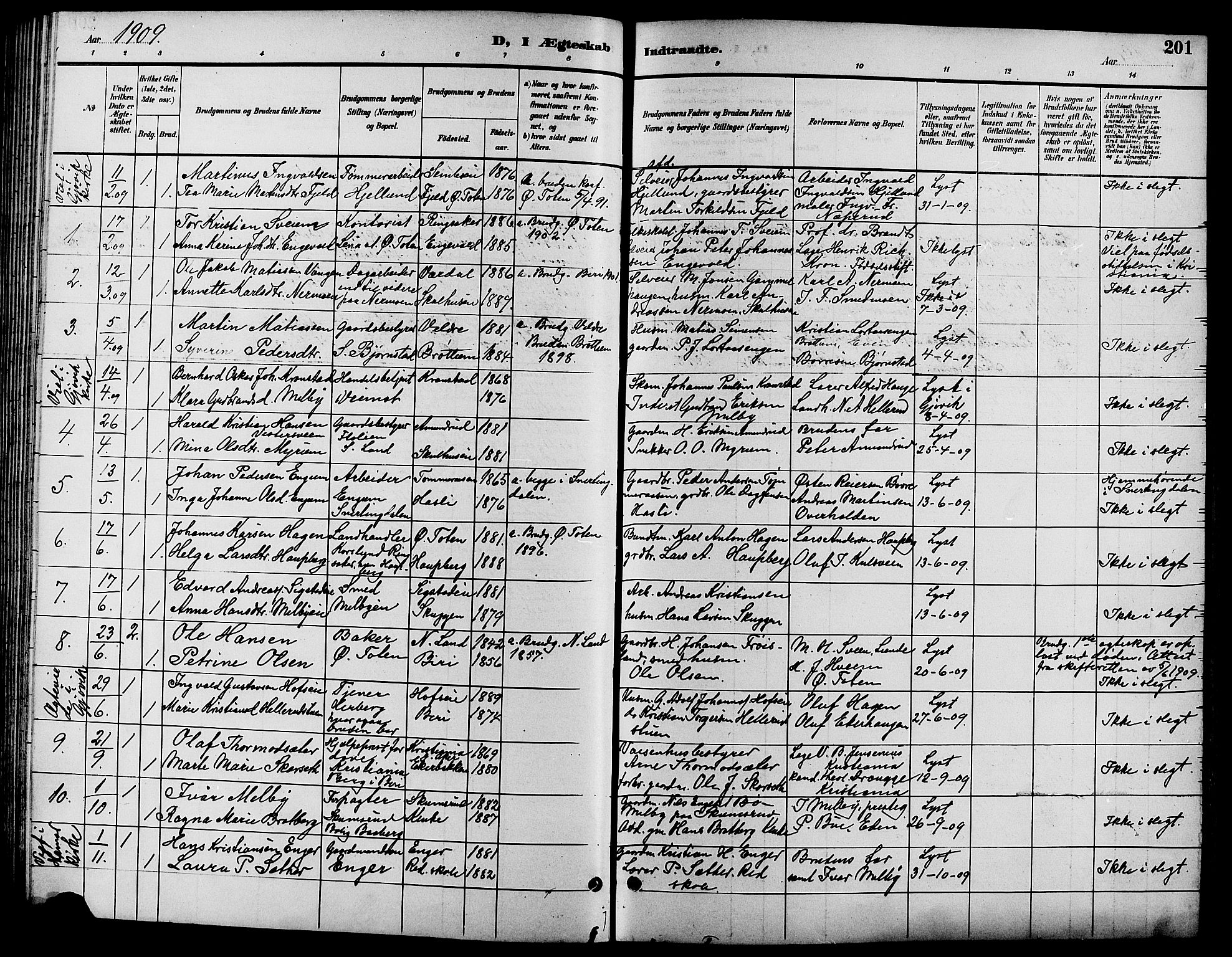 Biri prestekontor, AV/SAH-PREST-096/H/Ha/Hab/L0004: Parish register (copy) no. 4, 1892-1909, p. 201