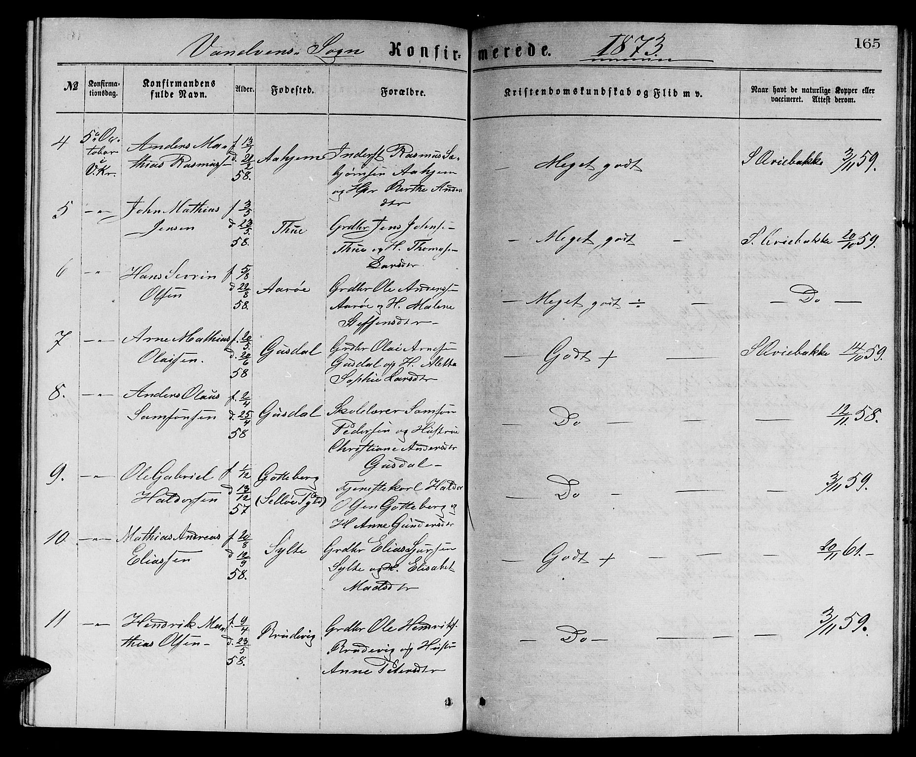 Ministerialprotokoller, klokkerbøker og fødselsregistre - Møre og Romsdal, SAT/A-1454/501/L0016: Parish register (copy) no. 501C02, 1868-1884, p. 165