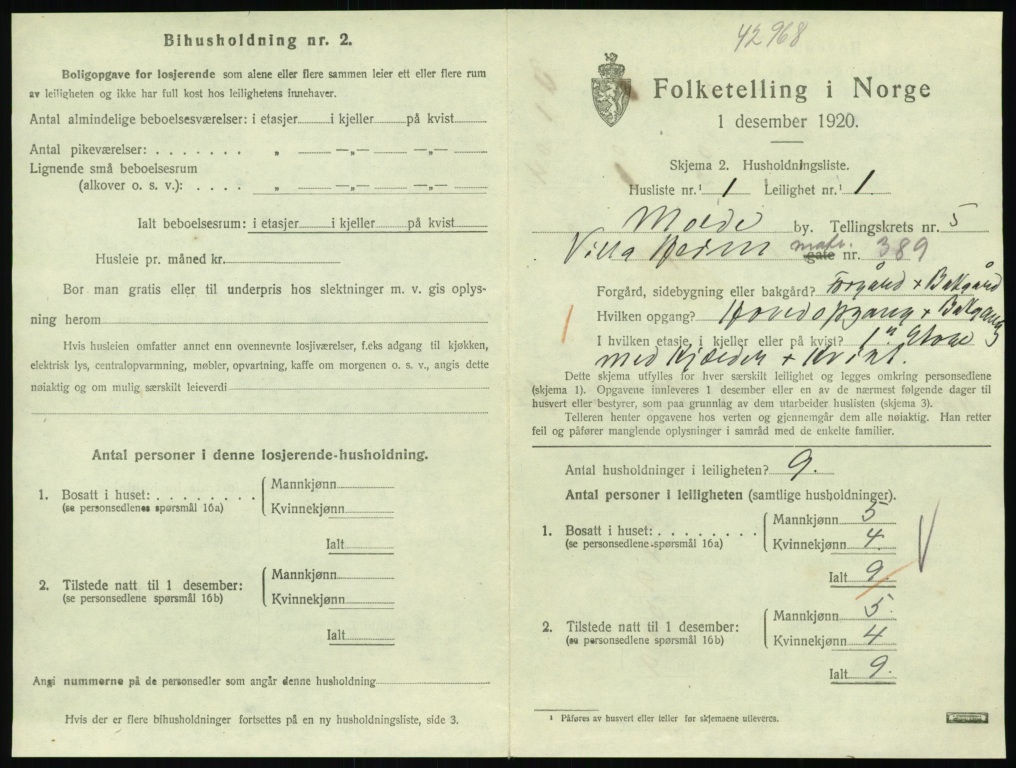 SAT, 1920 census for Molde, 1920, p. 1785