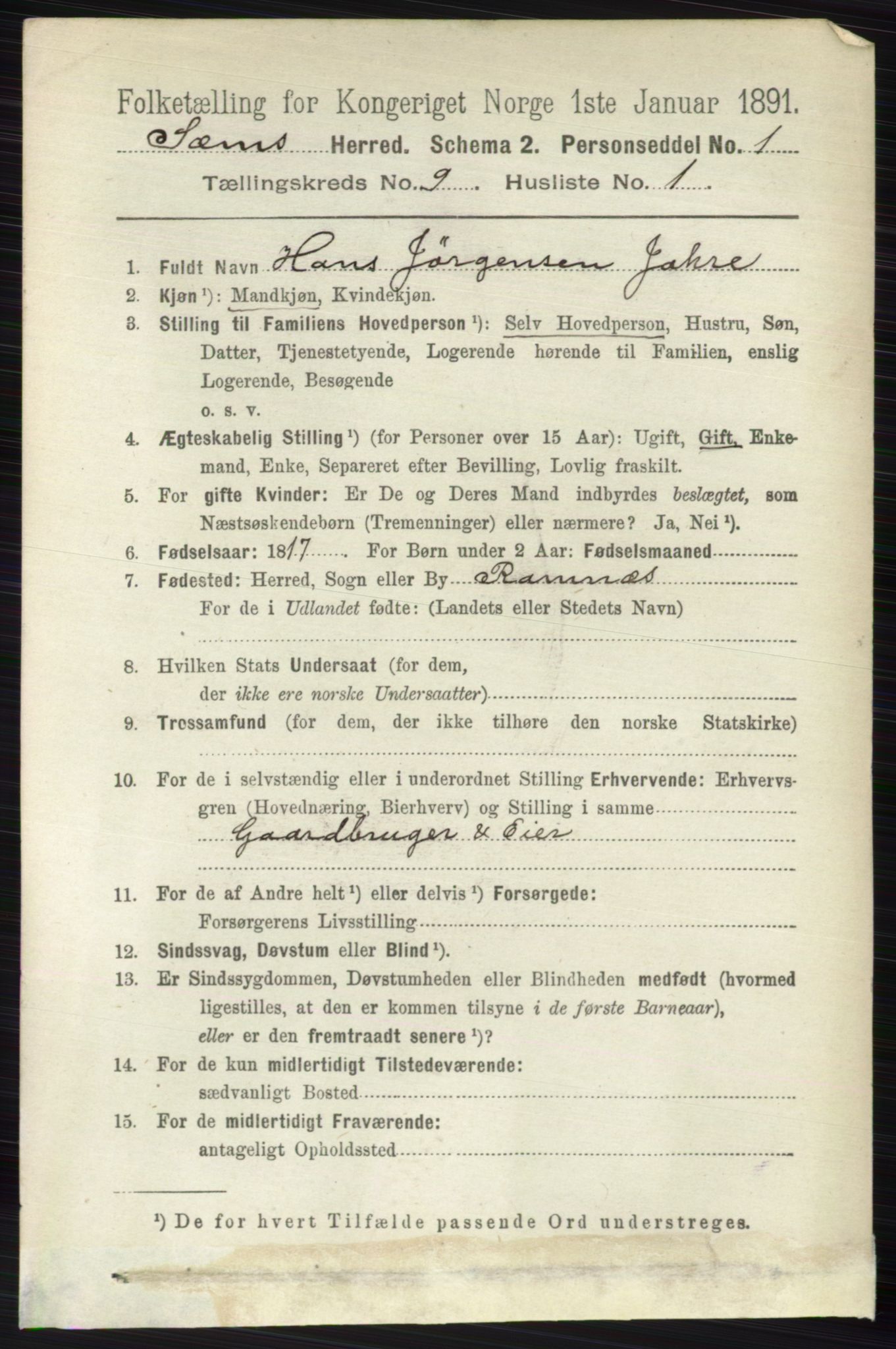 RA, 1891 census for 0721 Sem, 1891, p. 4248