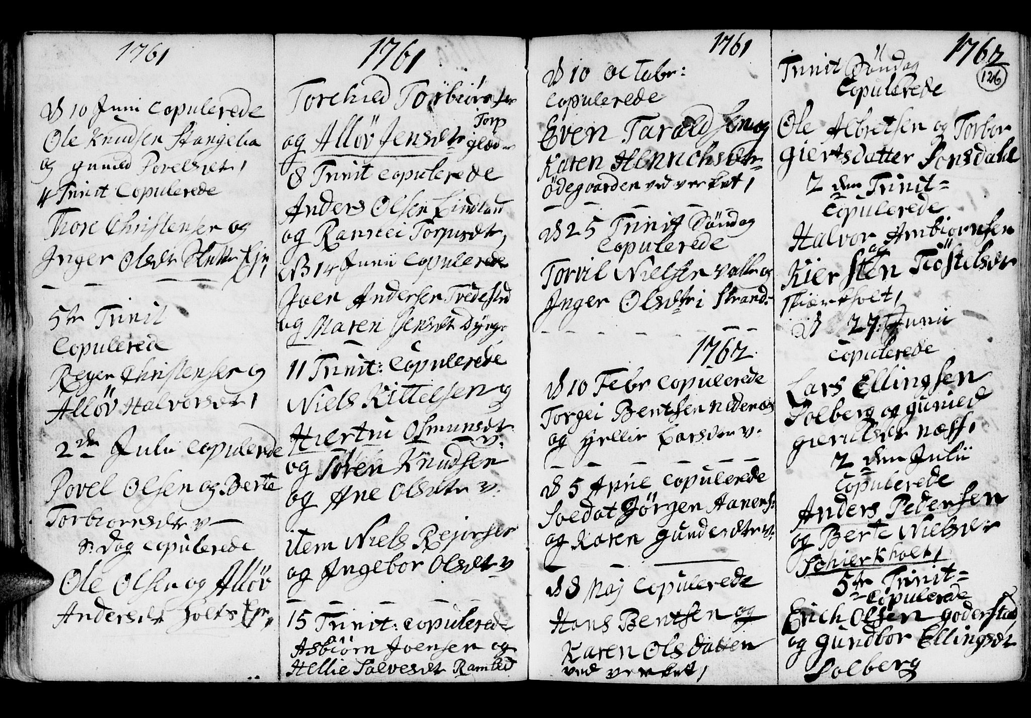 Holt sokneprestkontor, SAK/1111-0021/F/Fb/L0005: Parish register (copy) no. B 5, 1746-1764, p. 126
