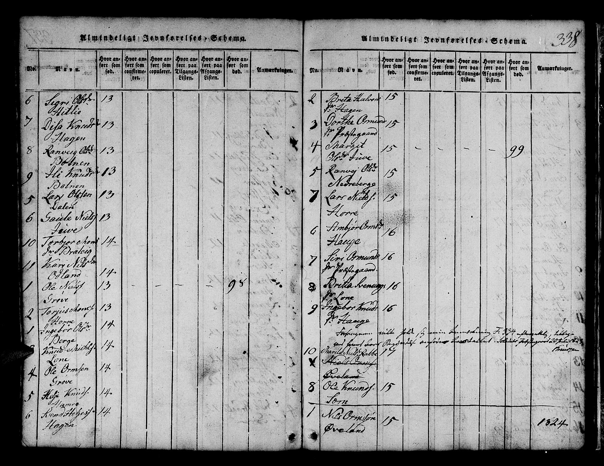 Røldal sokneprestembete, AV/SAB-A-100247: Parish register (copy) no. A 1, 1817-1860, p. 338