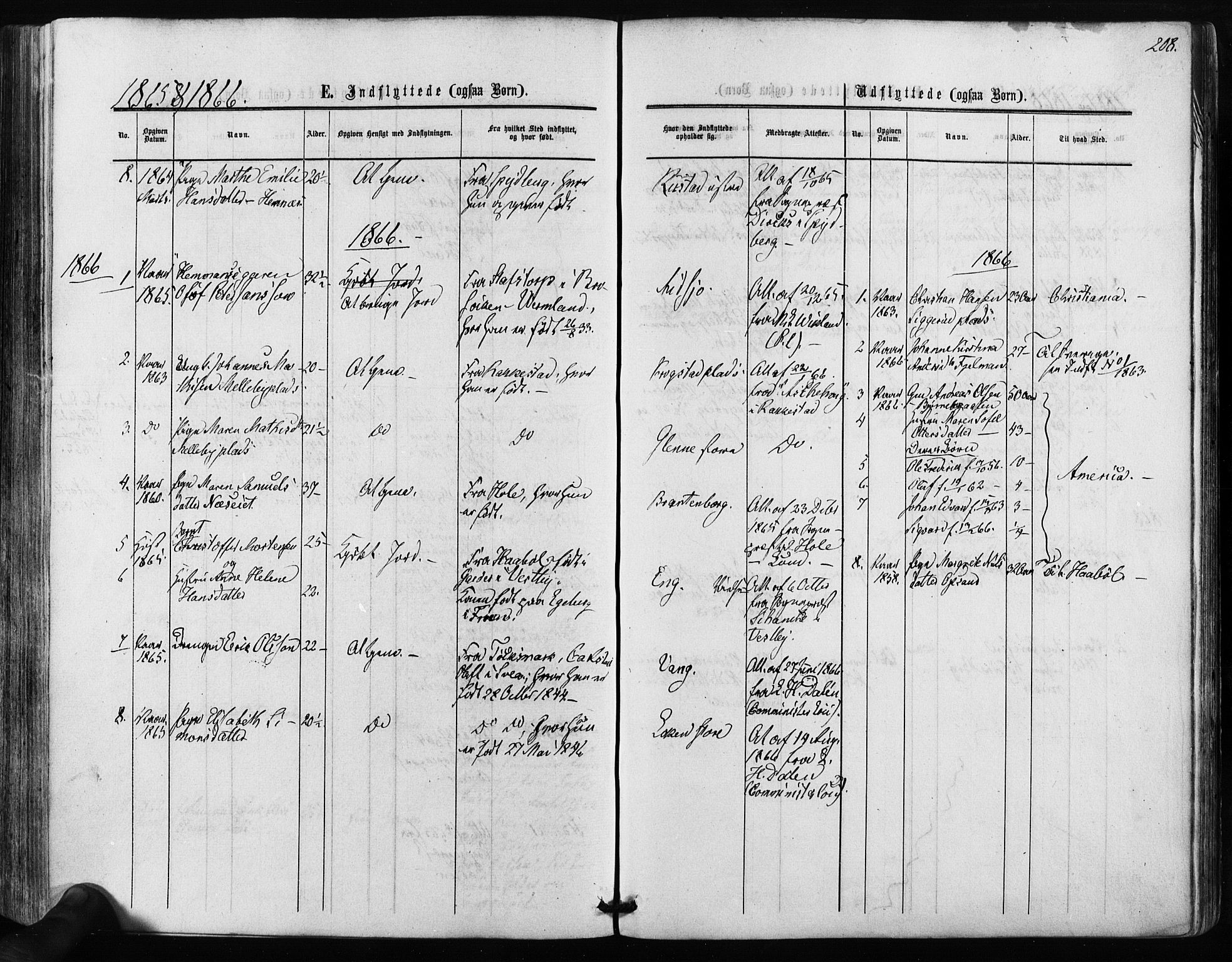 Kråkstad prestekontor Kirkebøker, SAO/A-10125a/F/Fa/L0007: Parish register (official) no. I 7, 1858-1870, p. 208
