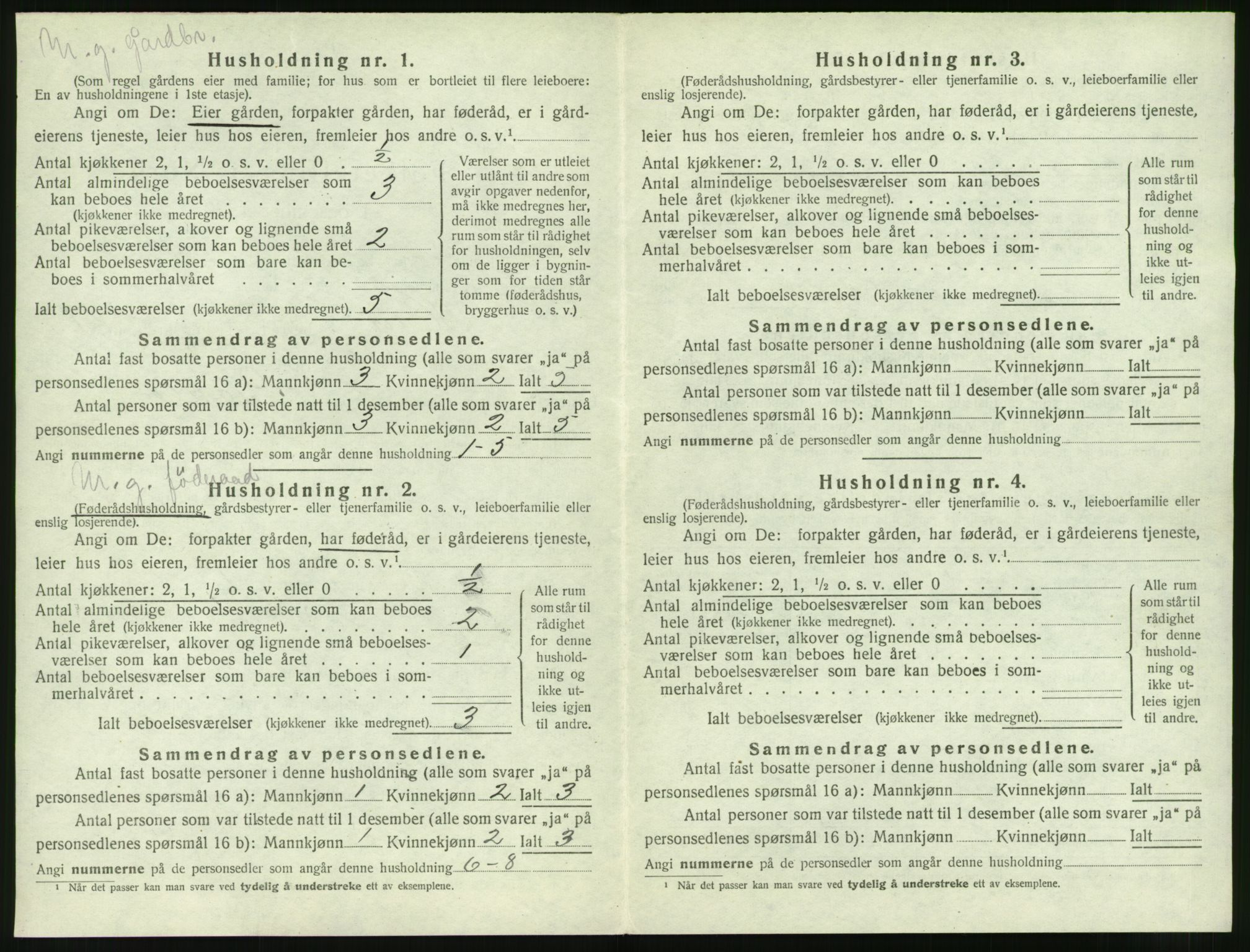 SAT, 1920 census for Hen, 1920, p. 109