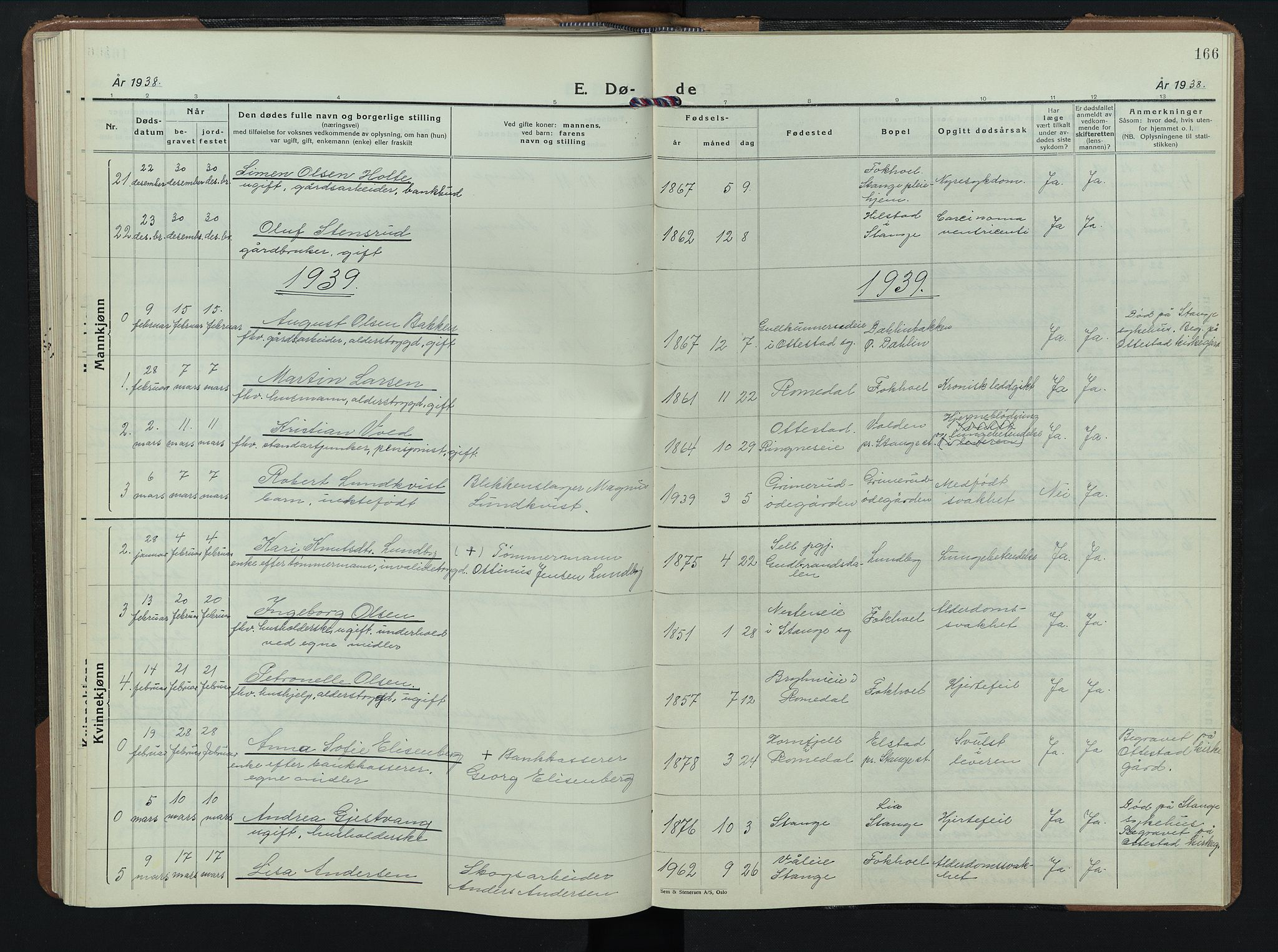 Stange prestekontor, AV/SAH-PREST-002/L/L0020: Parish register (copy) no. 20, 1936-1947, p. 166