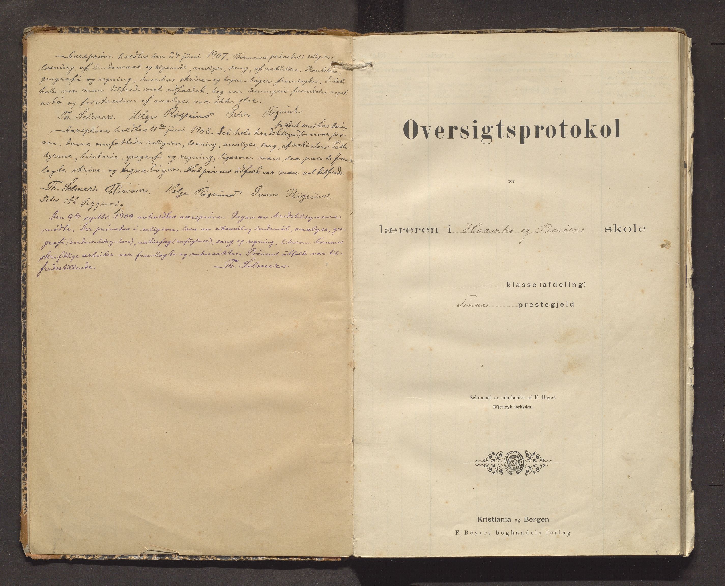 Moster kommune. Barneskulane, IKAH/1218b-231/F/Fe/L0001: Skuleprotokoll for Håvik og Børsøy skular, 1892-1914