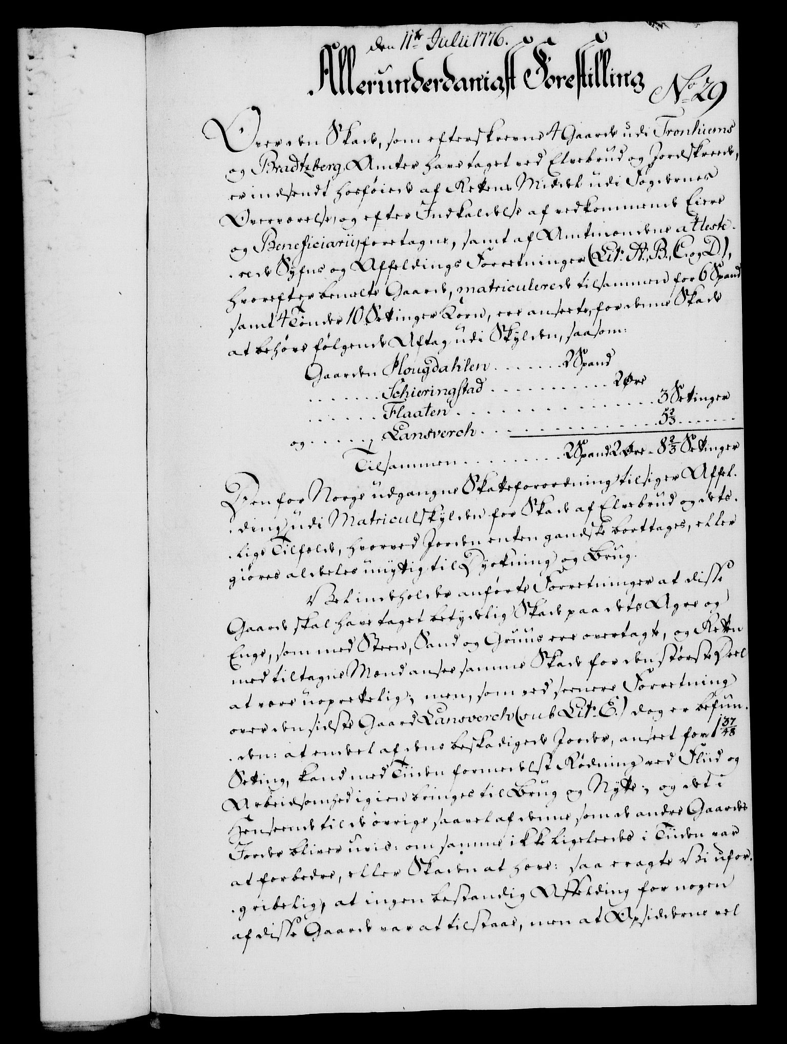 Rentekammeret, Kammerkanselliet, RA/EA-3111/G/Gf/Gfa/L0058: Norsk relasjons- og resolusjonsprotokoll (merket RK 52.58), 1776, p. 123