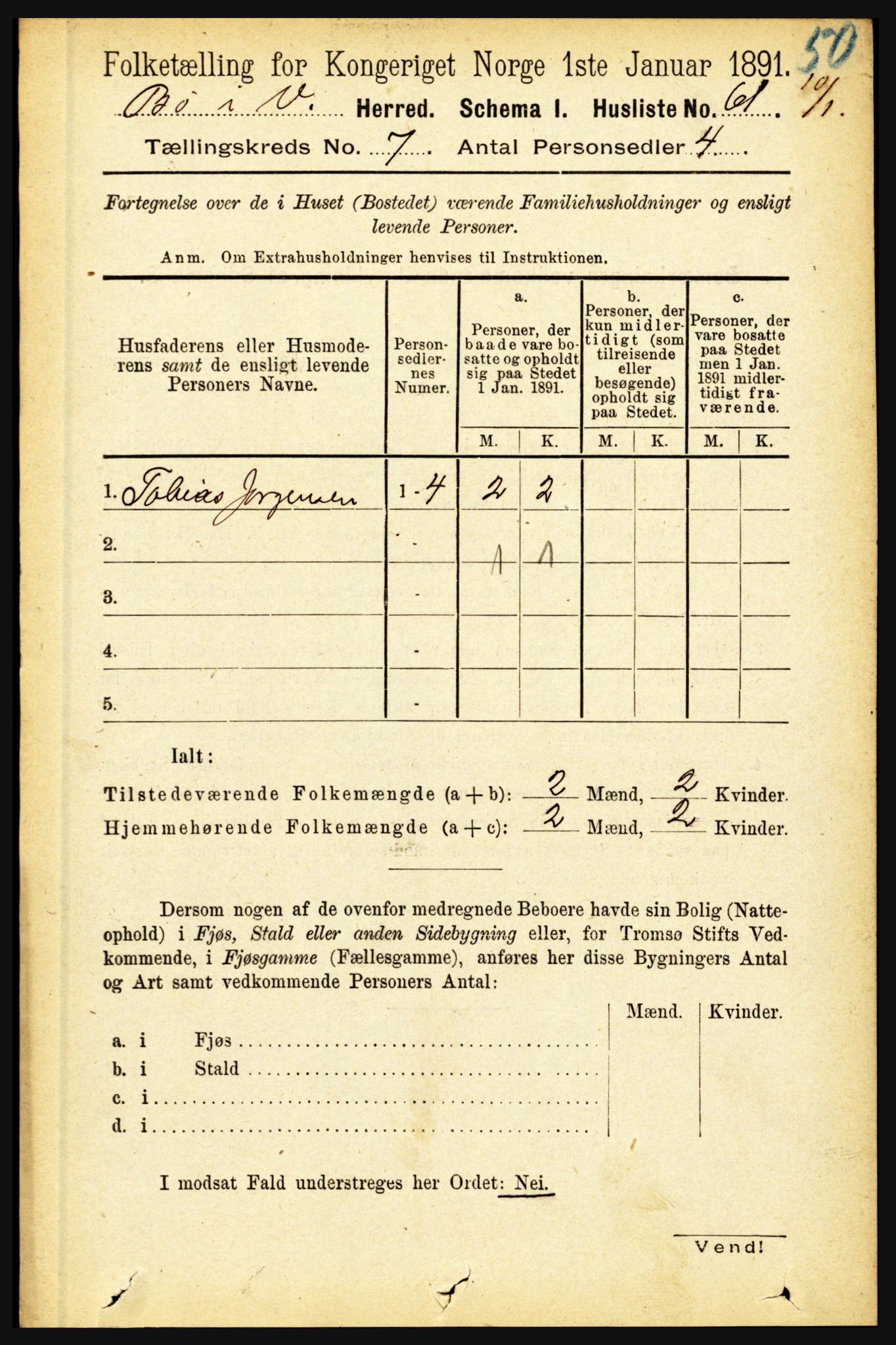 RA, 1891 census for 1867 Bø, 1891, p. 2483