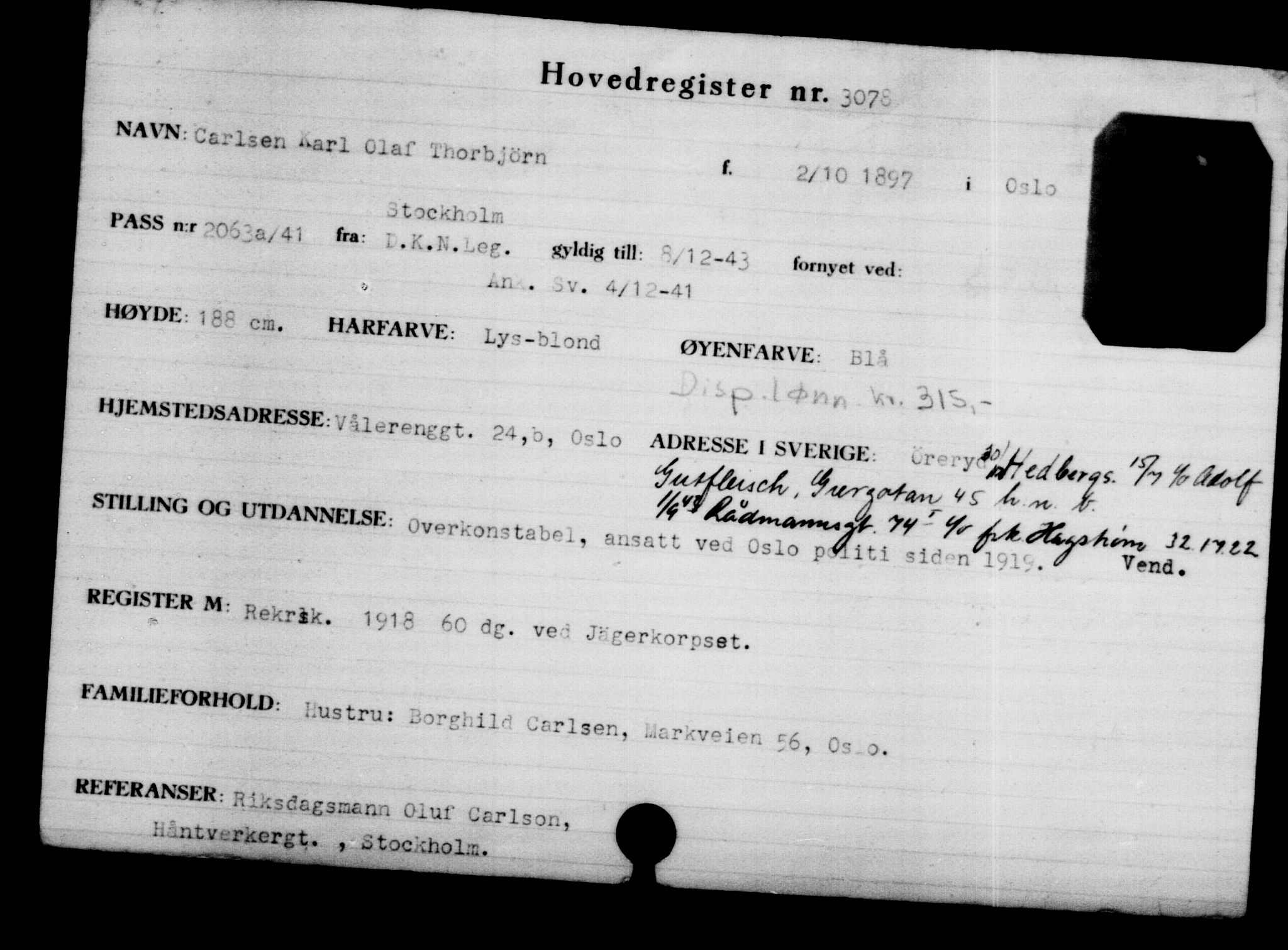 Utenriksstasjonene, Legasjonen i Stockholm, Flyktningkontoret, AV/RA-S-6753/V/Va/L0003: Kjesäterkartoteket, flyktninger med registreringsnr. 2001-3495, 1940-1945, p. 1504