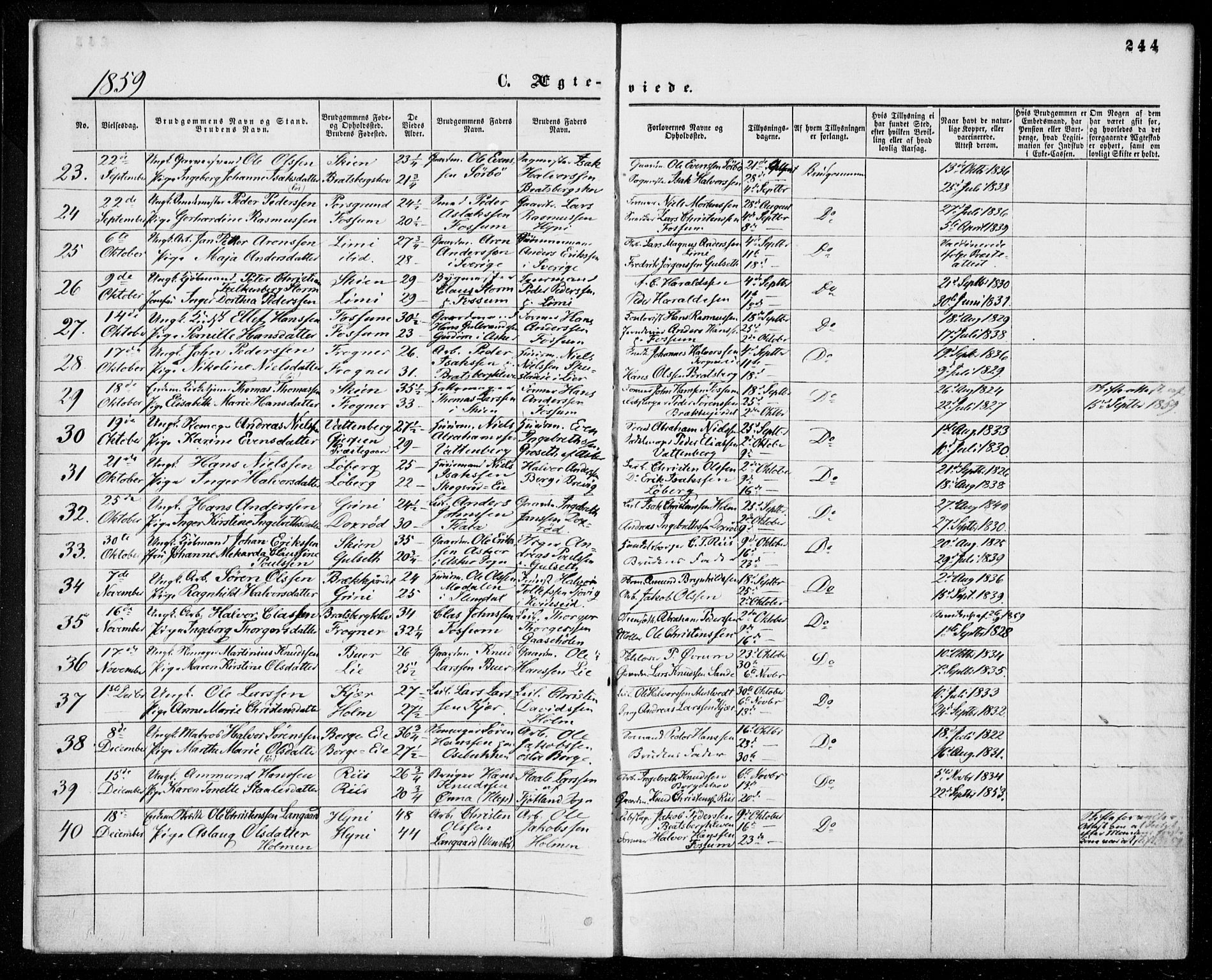 Gjerpen kirkebøker, AV/SAKO-A-265/F/Fa/L0008b: Parish register (official) no. I 8B, 1857-1871, p. 244
