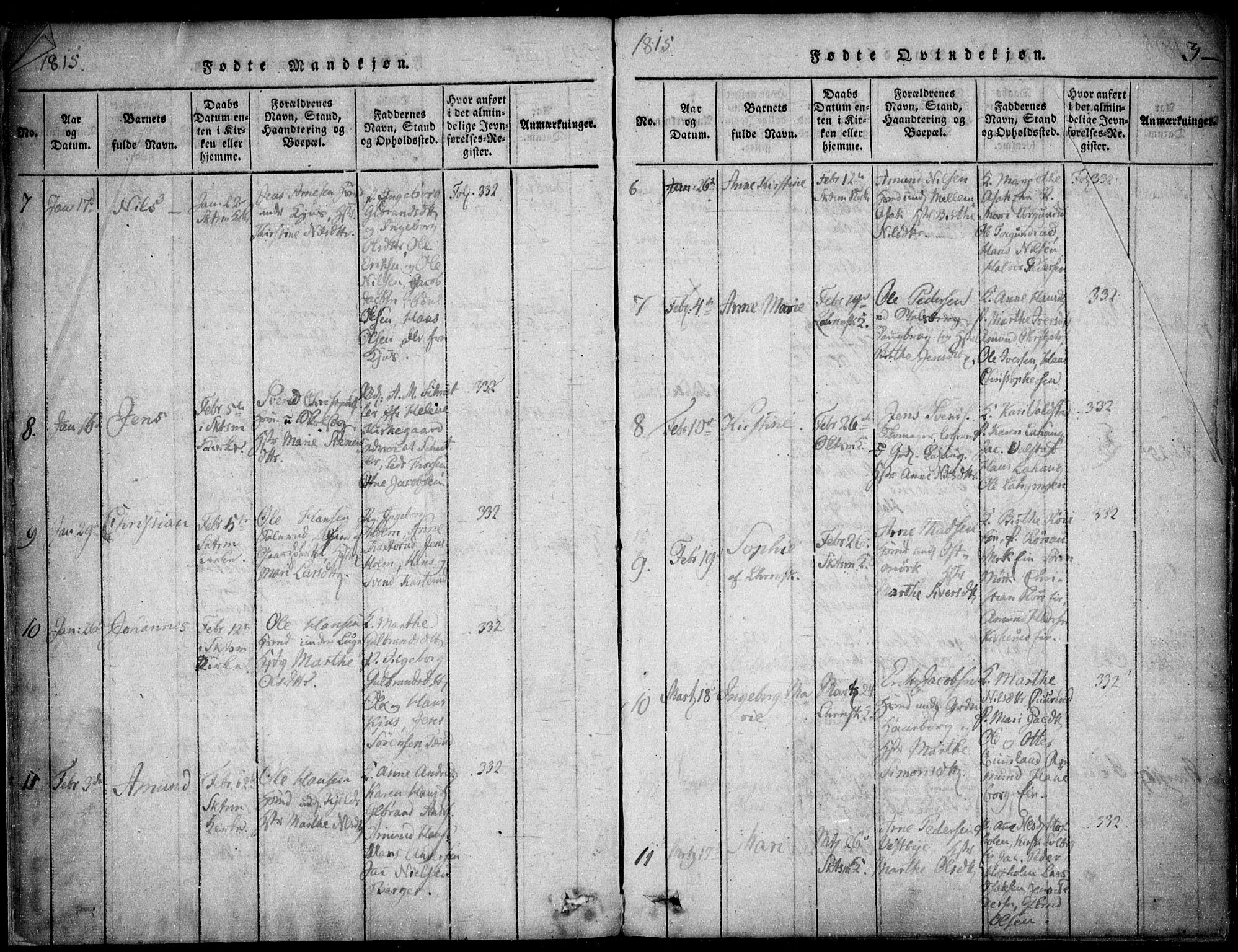 Skedsmo prestekontor Kirkebøker, SAO/A-10033a/F/Fa/L0008: Parish register (official) no. I 8, 1815-1829, p. 3