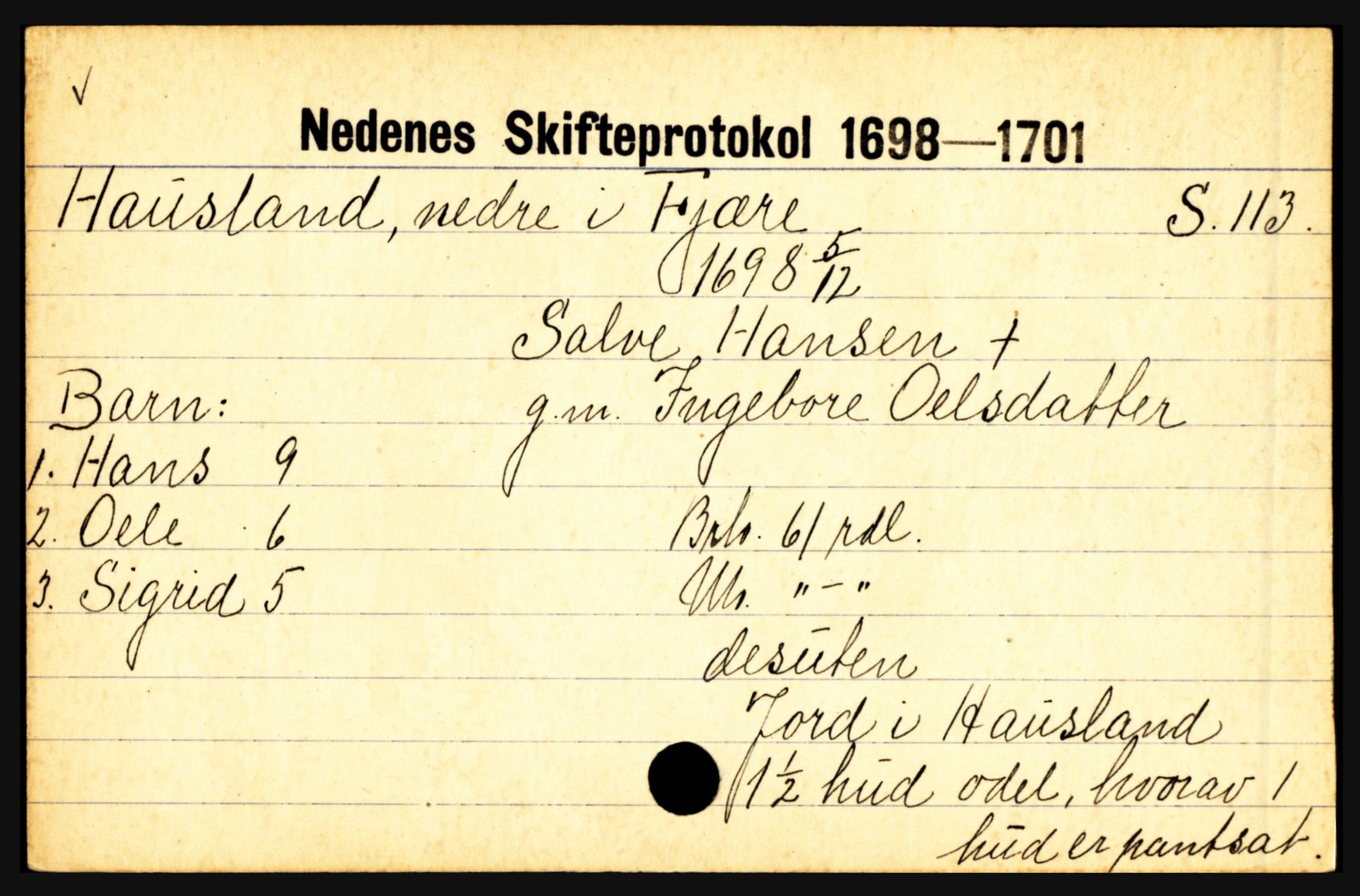 Nedenes sorenskriveri før 1824, AV/SAK-1221-0007/H, p. 11365