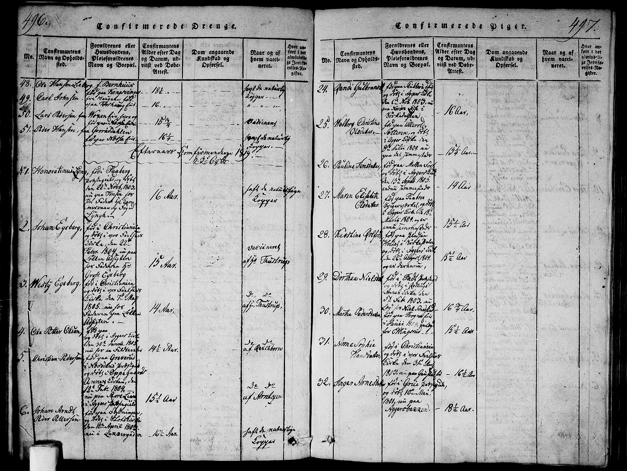 Aker prestekontor kirkebøker, SAO/A-10861/G/L0002: Parish register (copy) no. 2, 1815-1819, p. 496-497