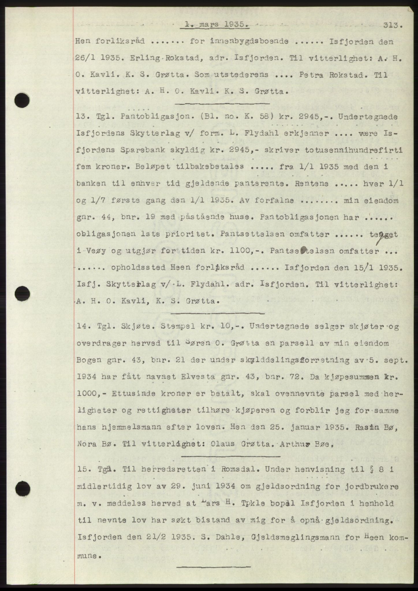 Romsdal sorenskriveri, AV/SAT-A-4149/1/2/2C/L0066: Mortgage book no. 60, 1934-1935, Deed date: 01.03.1935