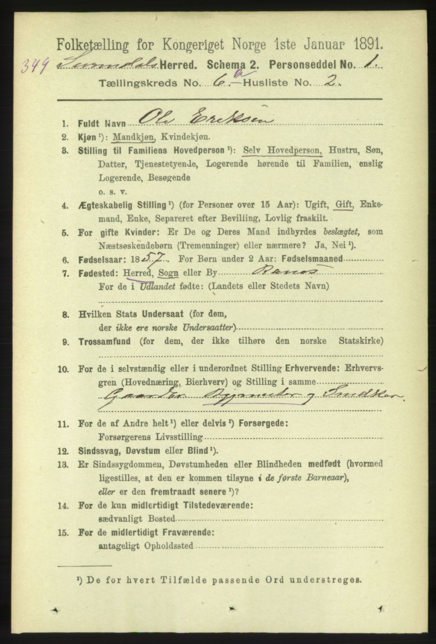 RA, 1891 census for 1566 Surnadal, 1891, p. 1676