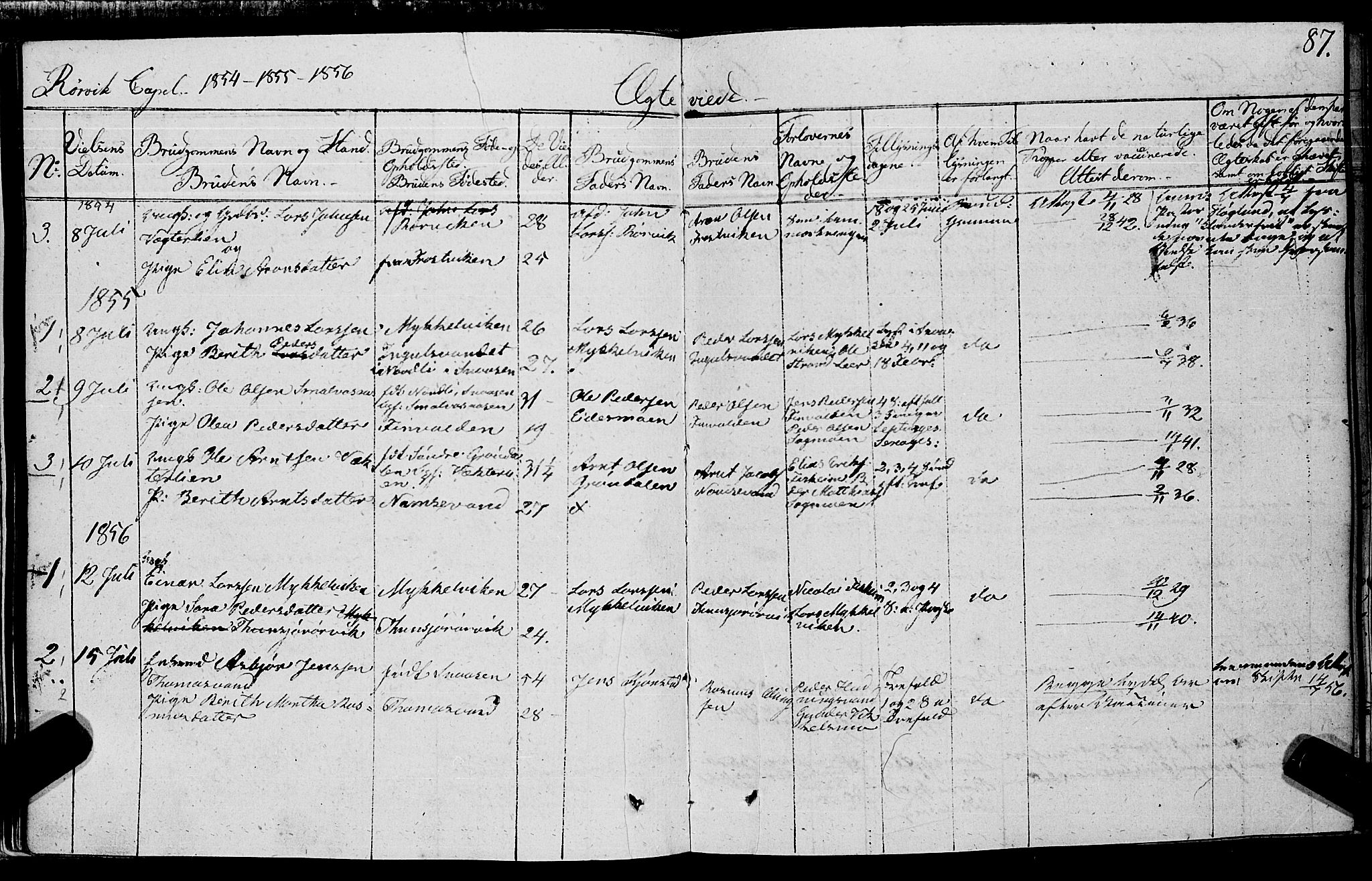 Ministerialprotokoller, klokkerbøker og fødselsregistre - Nord-Trøndelag, SAT/A-1458/762/L0538: Parish register (official) no. 762A02 /1, 1833-1879, p. 87