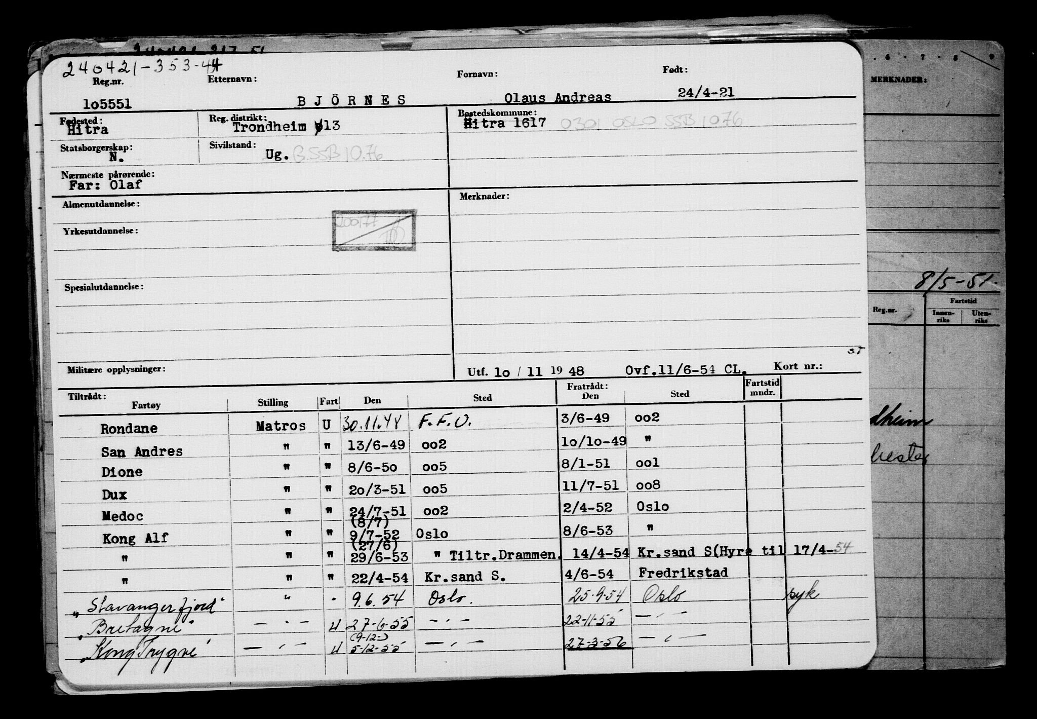 Direktoratet for sjømenn, RA/S-3545/G/Gb/L0192: Hovedkort, 1921, p. 685