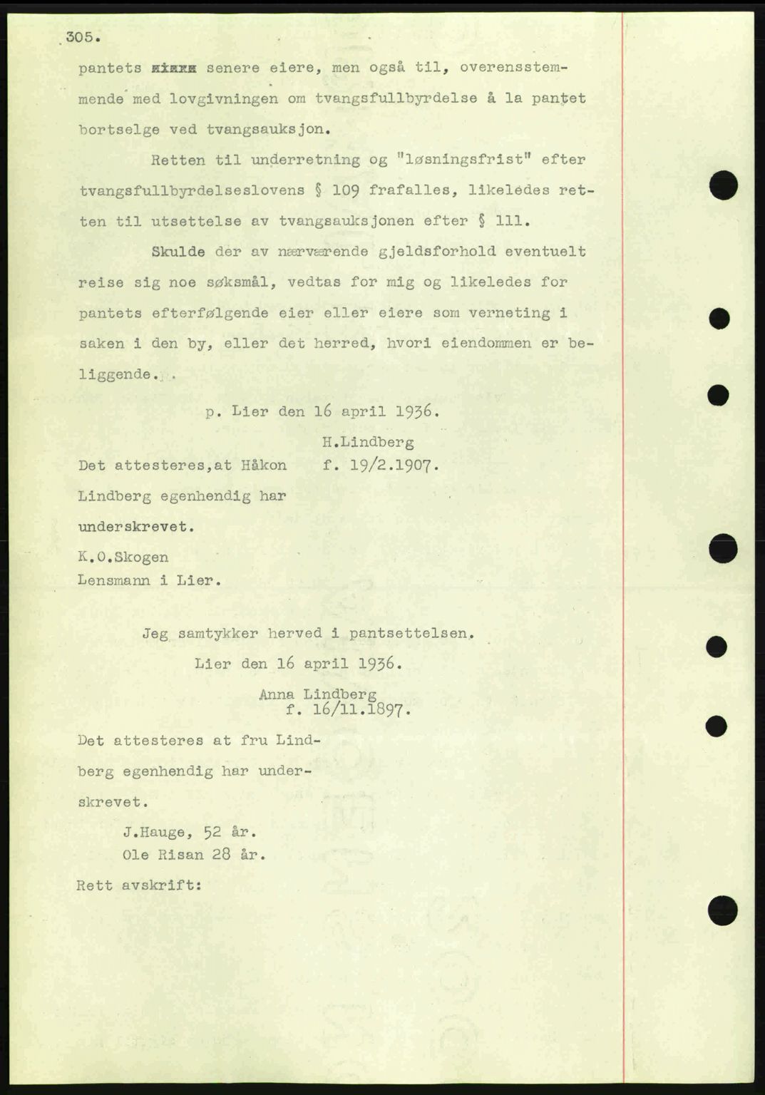 Eiker, Modum og Sigdal sorenskriveri, SAKO/A-123/G/Ga/Gab/L0032: Mortgage book no. A2, 1936-1936, Diary no: : 999/1936