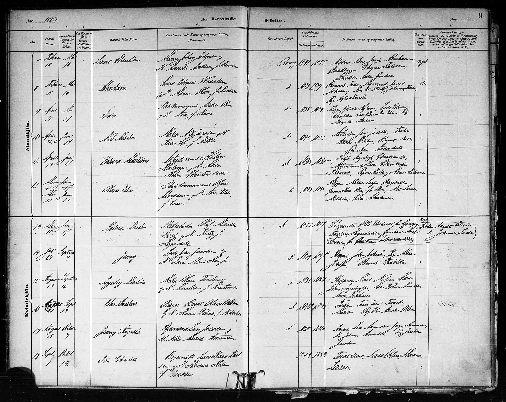 Brevik kirkebøker, SAKO/A-255/F/Fa/L0007: Parish register (official) no. 7, 1882-1900, p. 9