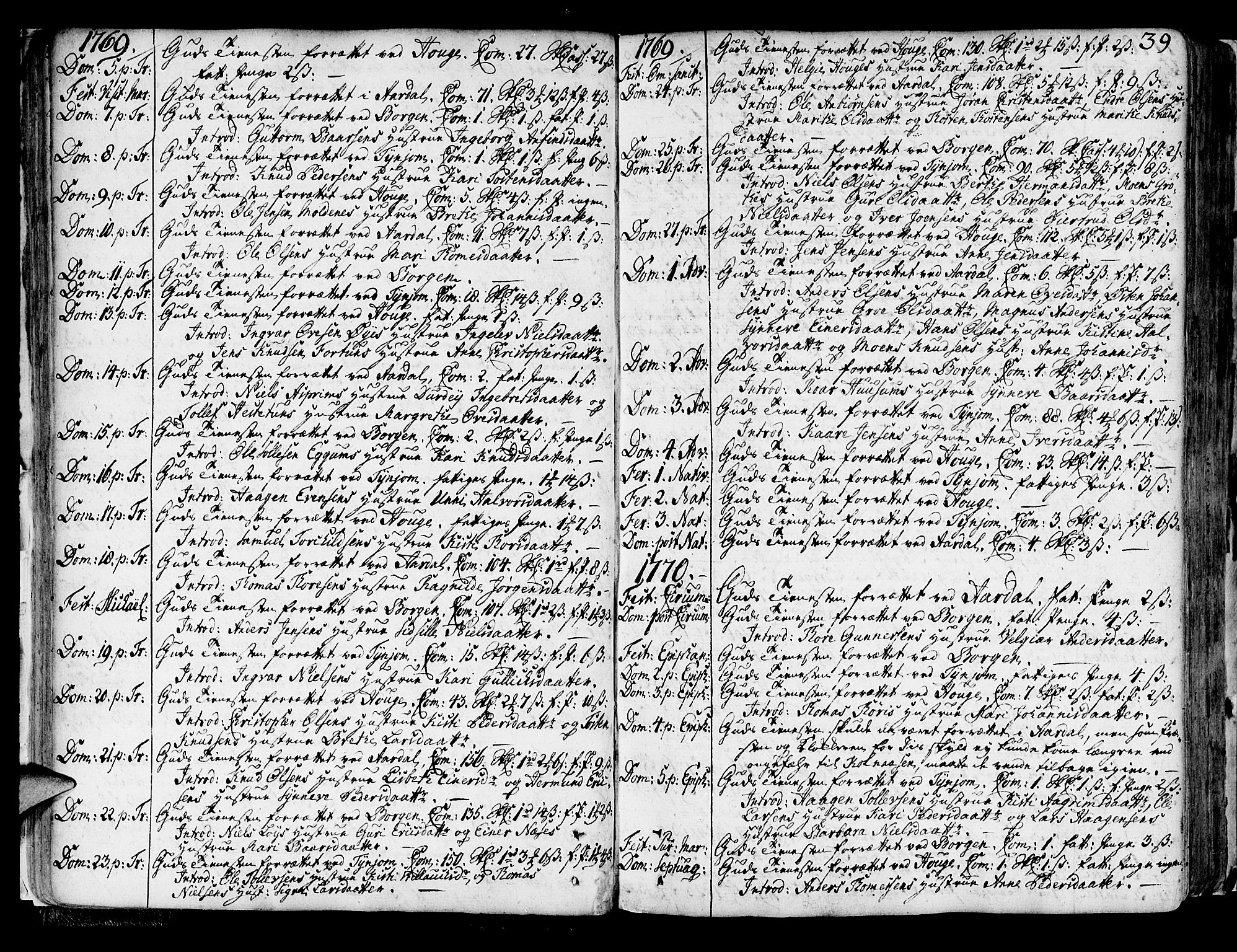 Lærdal sokneprestembete, SAB/A-81201: Parish register (official) no. A 2, 1752-1782, p. 39