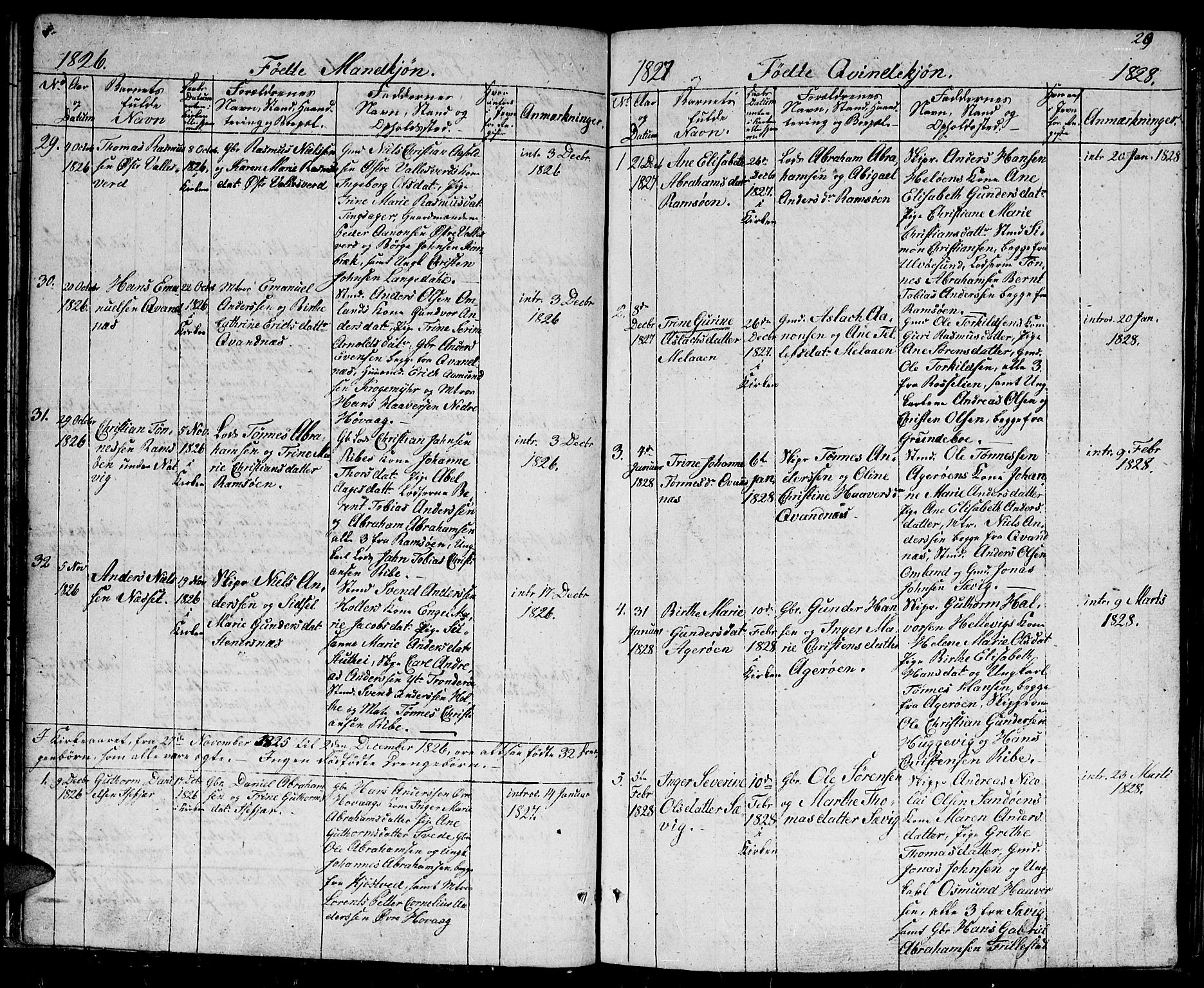 Høvåg sokneprestkontor, SAK/1111-0025/F/Fb/L0001: Parish register (copy) no. B 1, 1817-1846, p. 29