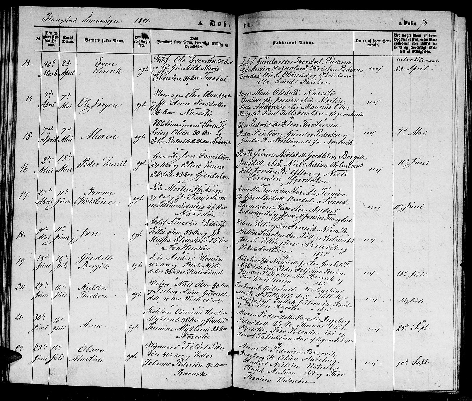 Dypvåg sokneprestkontor, AV/SAK-1111-0007/F/Fb/Fbb/L0002: Parish register (copy) no. B 2, 1851-1871, p. 78