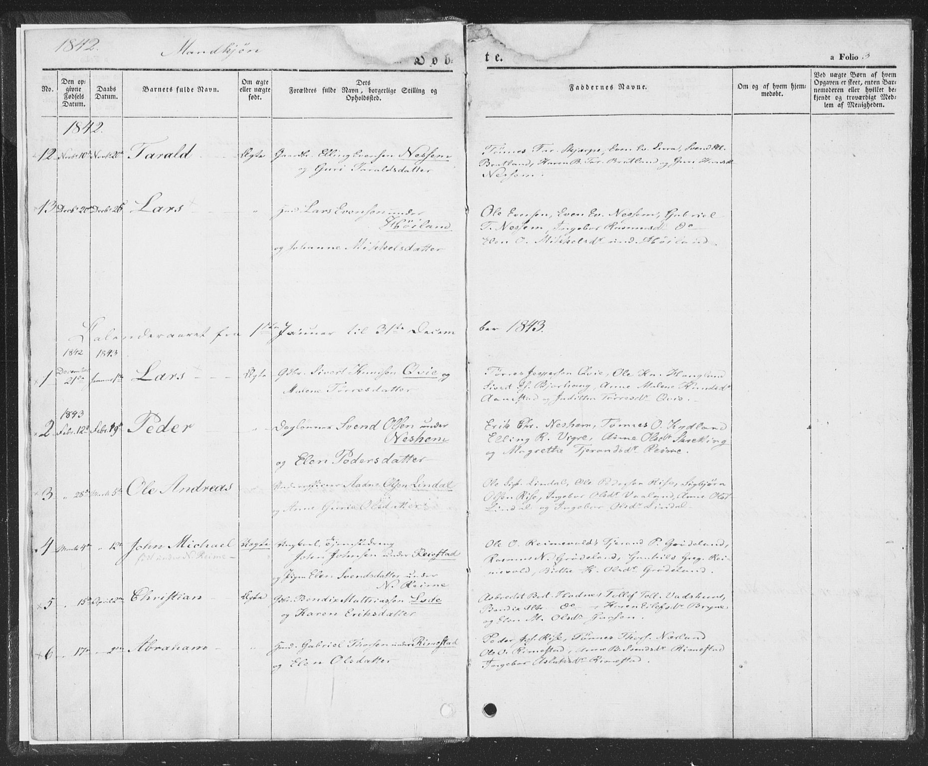 Hå sokneprestkontor, AV/SAST-A-101801/001/30BA/L0006: Parish register (official) no. A 5, 1842-1853, p. 3