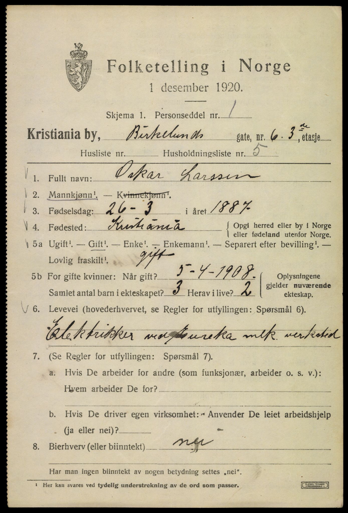 SAO, 1920 census for Kristiania, 1920, p. 156903