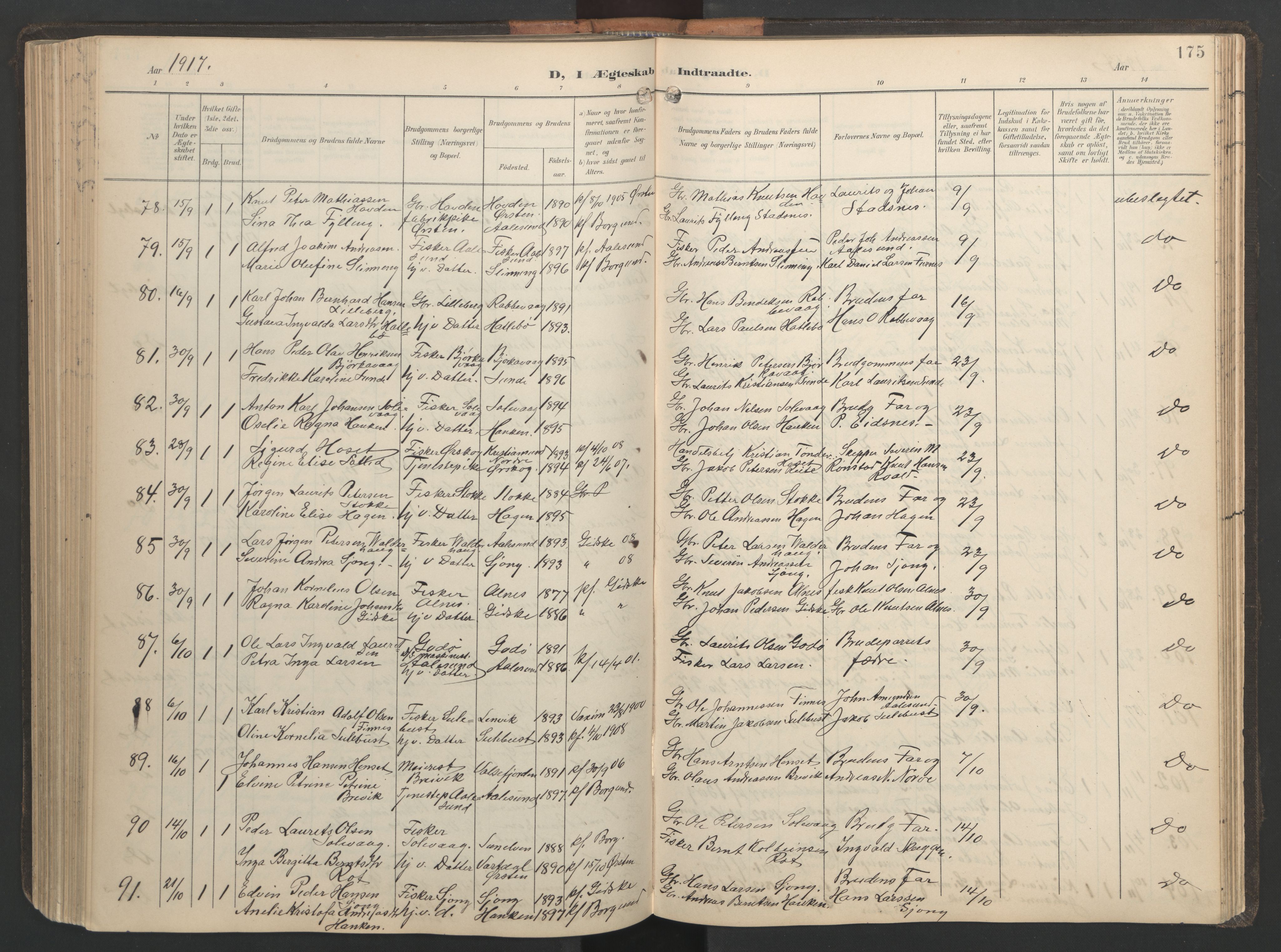 Ministerialprotokoller, klokkerbøker og fødselsregistre - Møre og Romsdal, AV/SAT-A-1454/528/L0433: Parish register (copy) no. 528C14, 1899-1922, p. 175