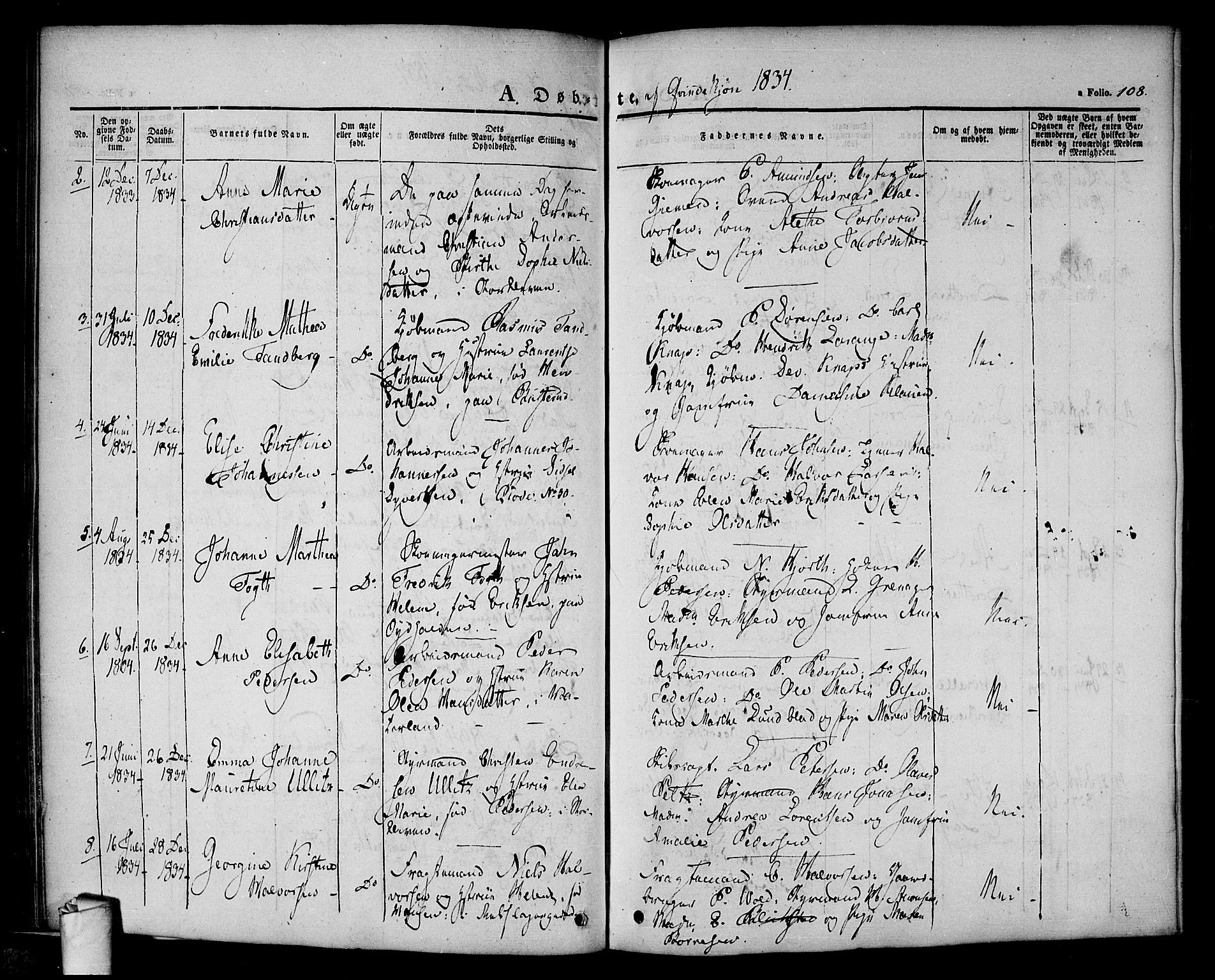 Halden prestekontor Kirkebøker, AV/SAO-A-10909/F/Fa/L0005: Parish register (official) no. I 5, 1834-1845, p. 108