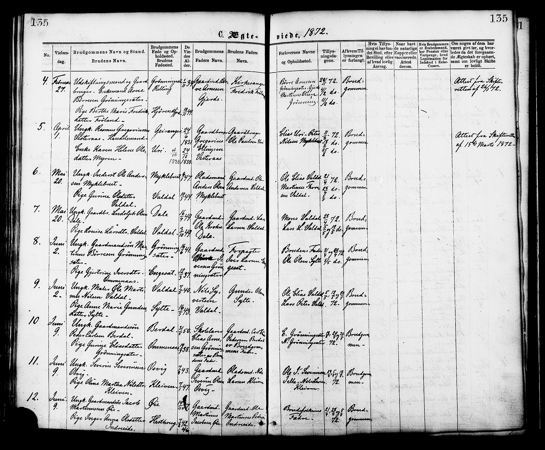 Ministerialprotokoller, klokkerbøker og fødselsregistre - Møre og Romsdal, SAT/A-1454/519/L0254: Parish register (official) no. 519A13, 1868-1883, p. 135