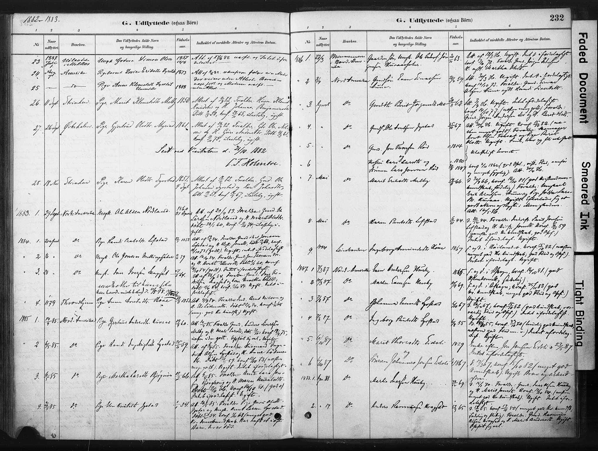 Ministerialprotokoller, klokkerbøker og fødselsregistre - Sør-Trøndelag, SAT/A-1456/667/L0795: Parish register (official) no. 667A03, 1879-1907, p. 232