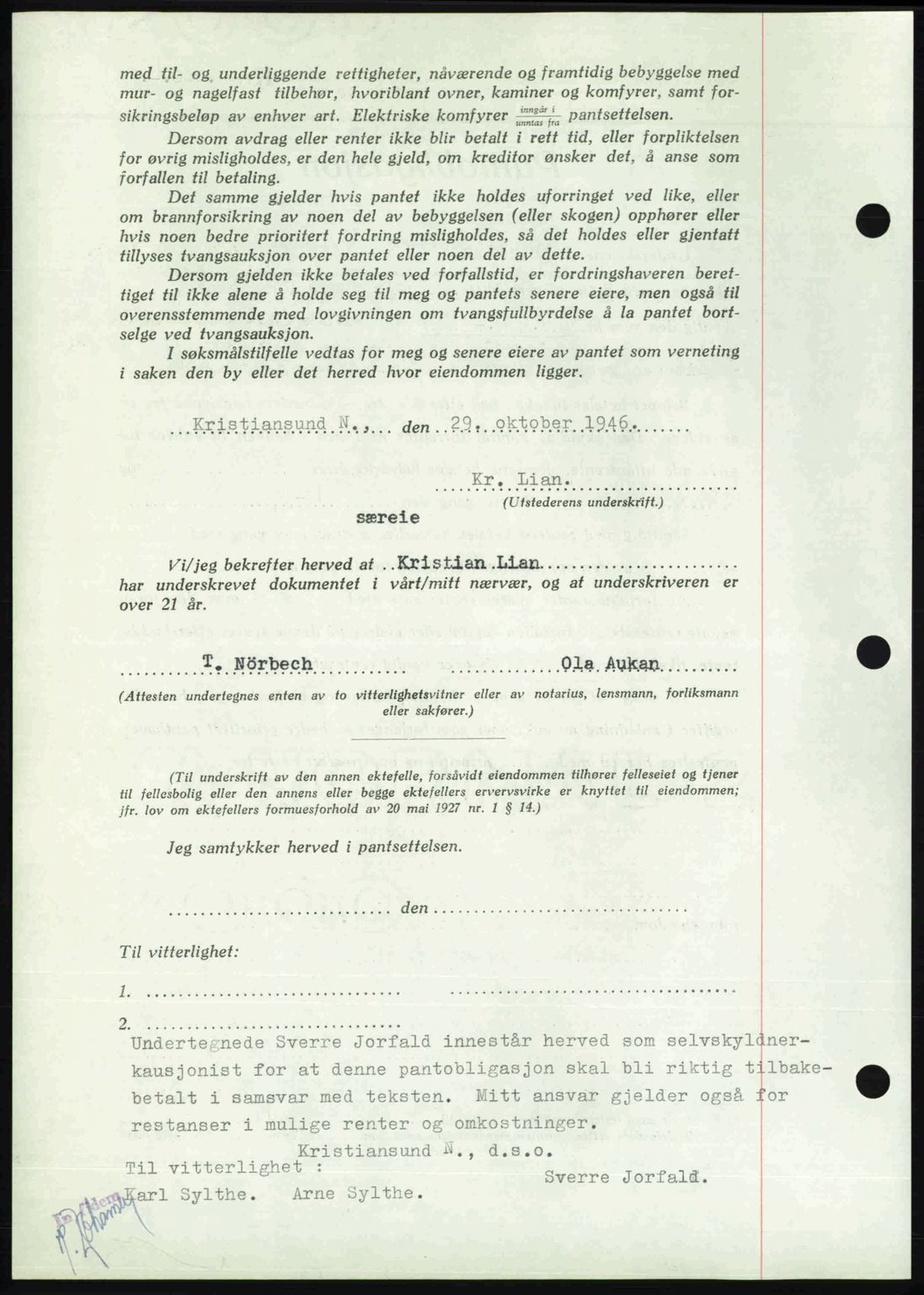 Kristiansund byfogd, AV/SAT-A-4587/A/27: Mortgage book no. 40, 1946-1946, Diary no: : 1230/1946