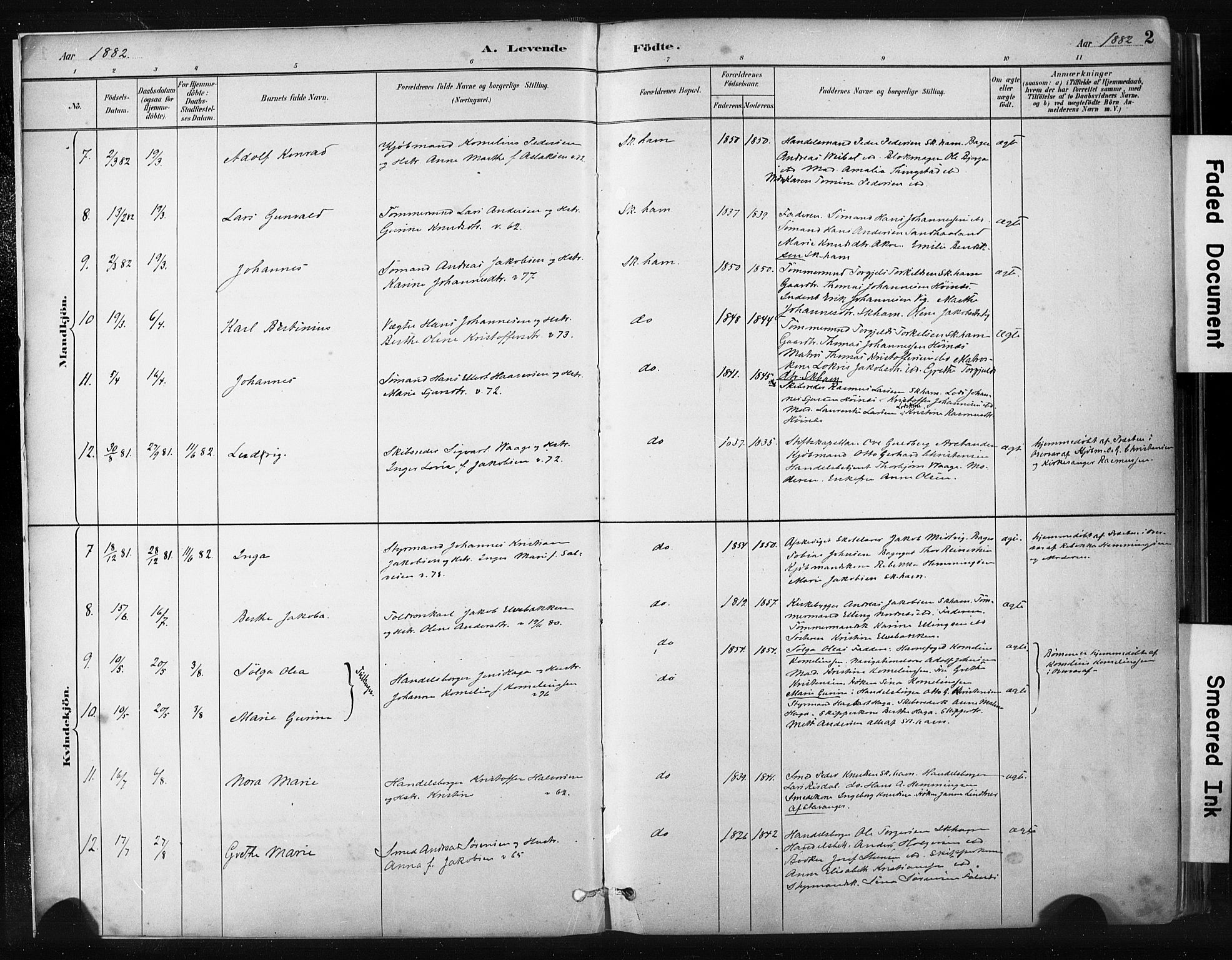 Skudenes sokneprestkontor, SAST/A -101849/H/Ha/Haa/L0008: Parish register (official) no. A 5, 1882-1912, p. 2