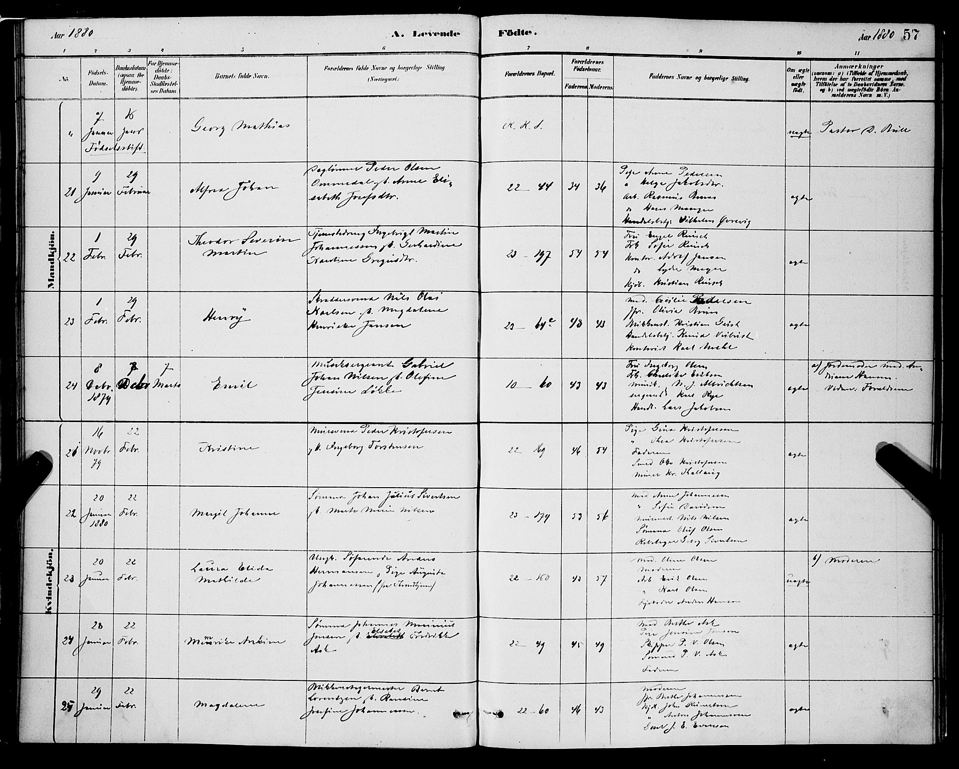 Korskirken sokneprestembete, SAB/A-76101/H/Hab: Parish register (copy) no. B 8, 1878-1887, p. 57