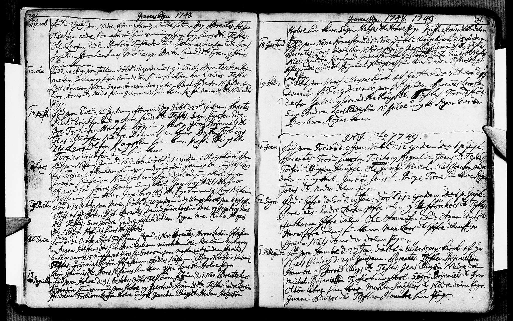 Ulvik sokneprestembete, SAB/A-78801/H/Haa: Parish register (official) no. A 6, 1743-1761, p. 20-21