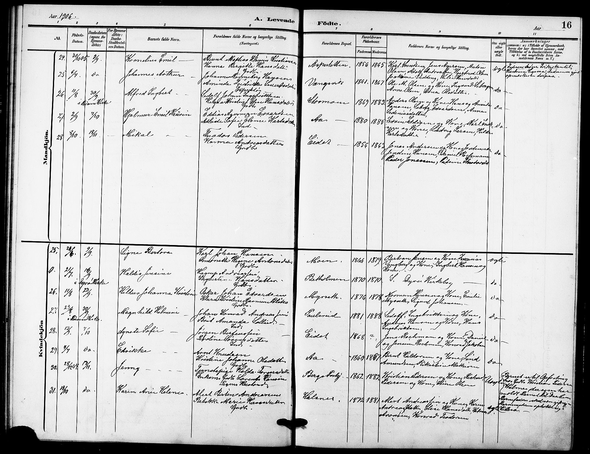 Tranøy sokneprestkontor, AV/SATØ-S-1313/I/Ia/Iab/L0005klokker: Parish register (copy) no. 5, 1902-1919, p. 16
