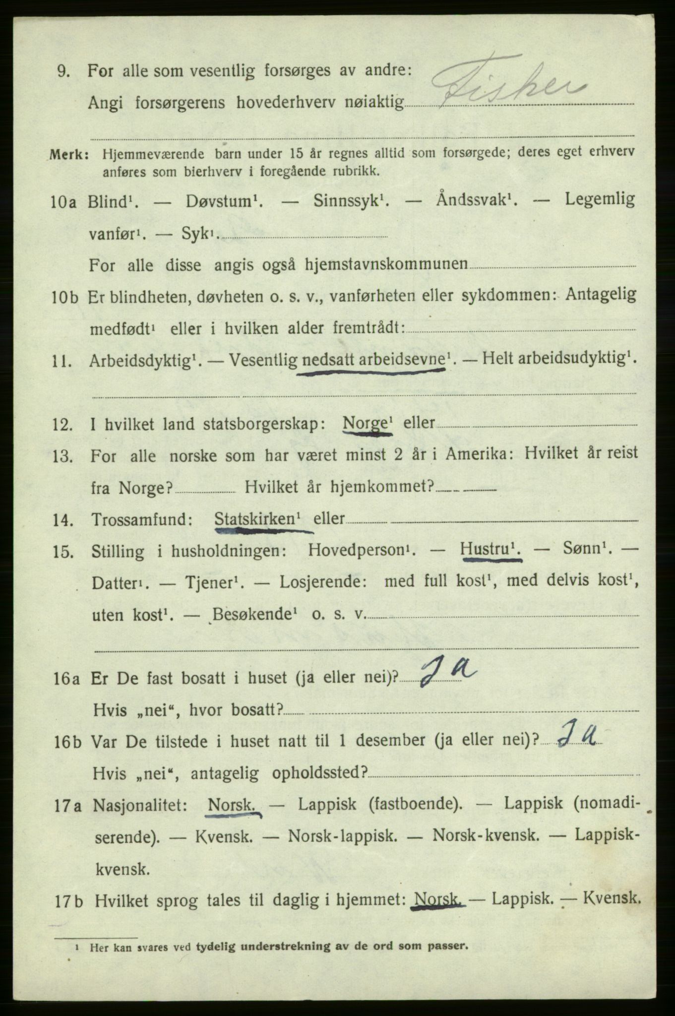 SATØ, 1920 census for Hasvik, 1920, p. 3144