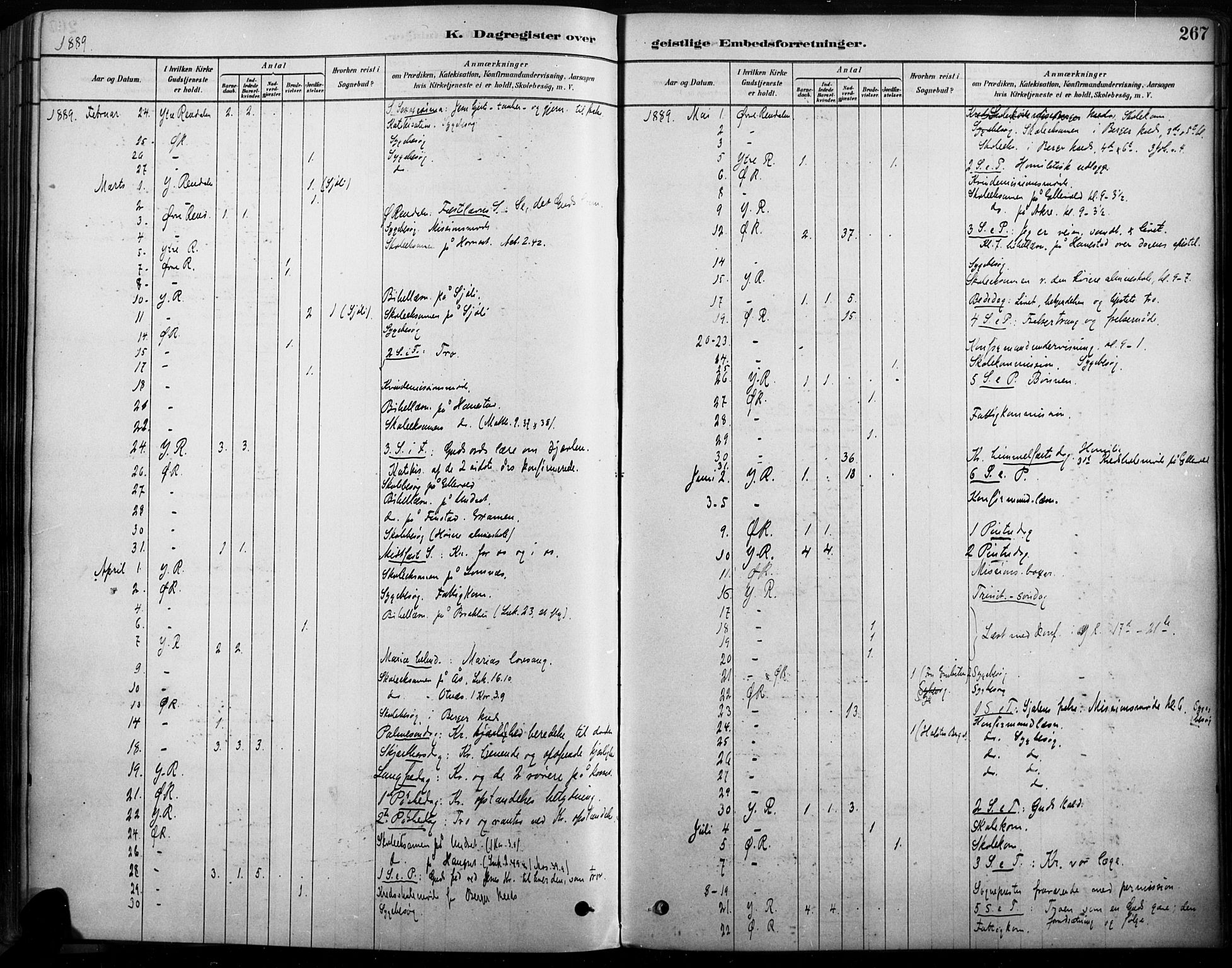 Rendalen prestekontor, AV/SAH-PREST-054/H/Ha/Haa/L0009: Parish register (official) no. 9, 1878-1901, p. 267