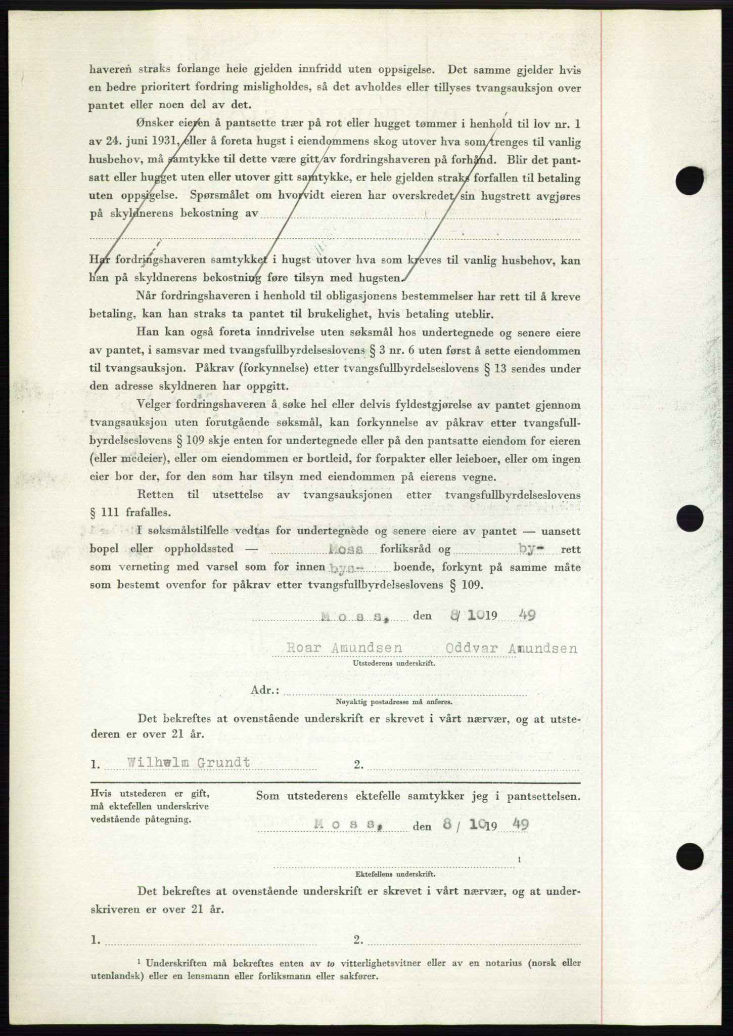 Moss sorenskriveri, AV/SAO-A-10168: Mortgage book no. B23, 1949-1950, Diary no: : 3158/1949