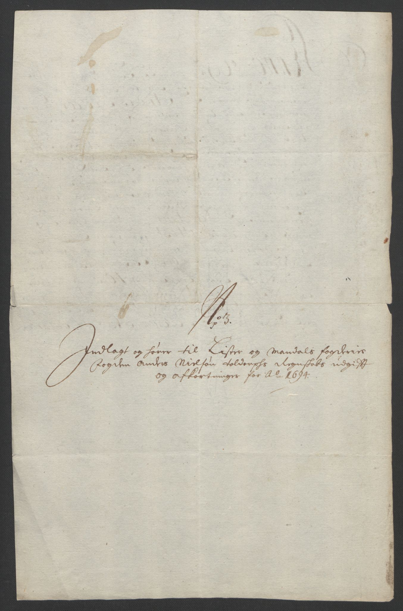 Rentekammeret inntil 1814, Reviderte regnskaper, Fogderegnskap, AV/RA-EA-4092/R43/L2545: Fogderegnskap Lista og Mandal, 1694-1695, p. 147