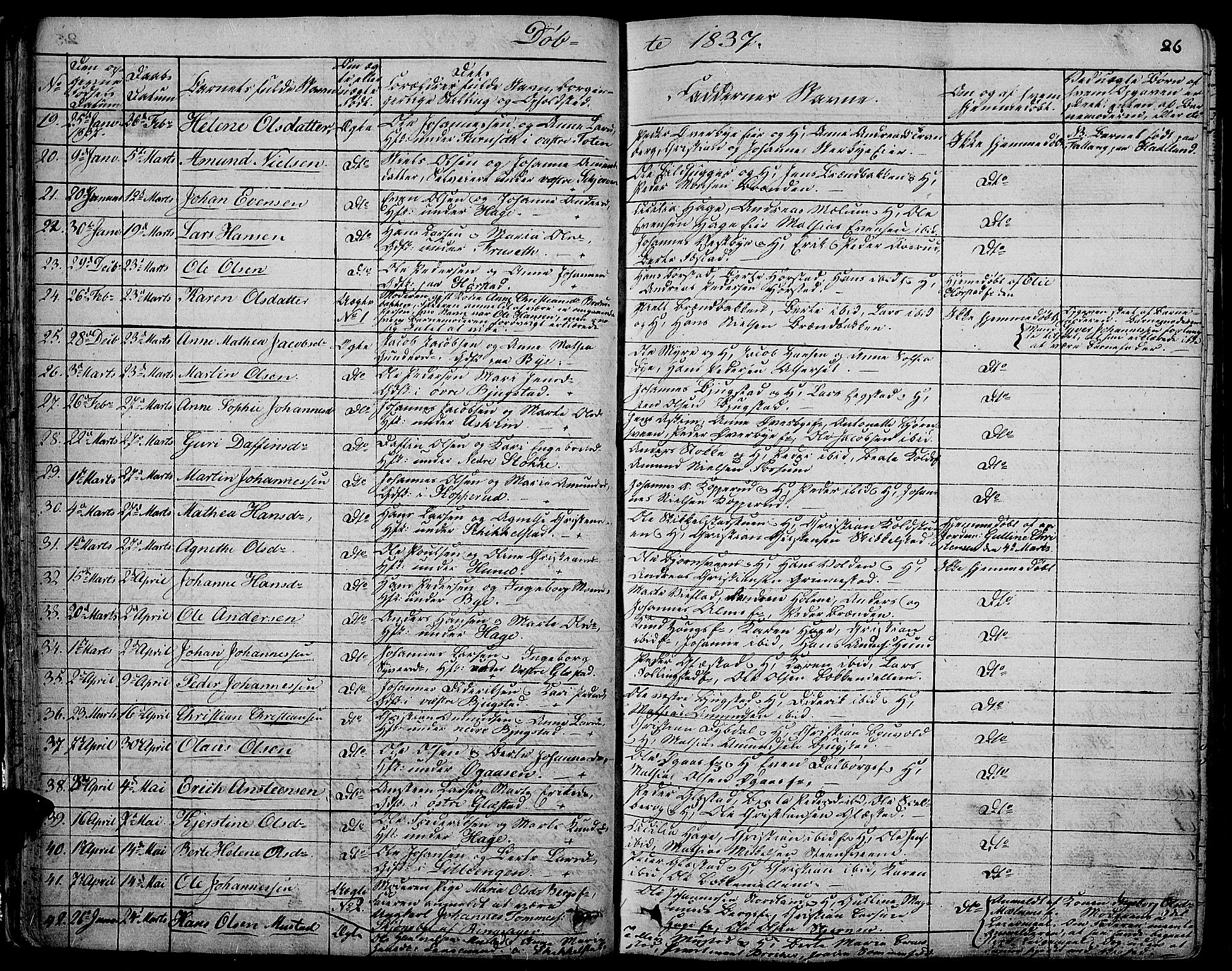 Vardal prestekontor, AV/SAH-PREST-100/H/Ha/Hab/L0004: Parish register (copy) no. 4, 1831-1853, p. 26