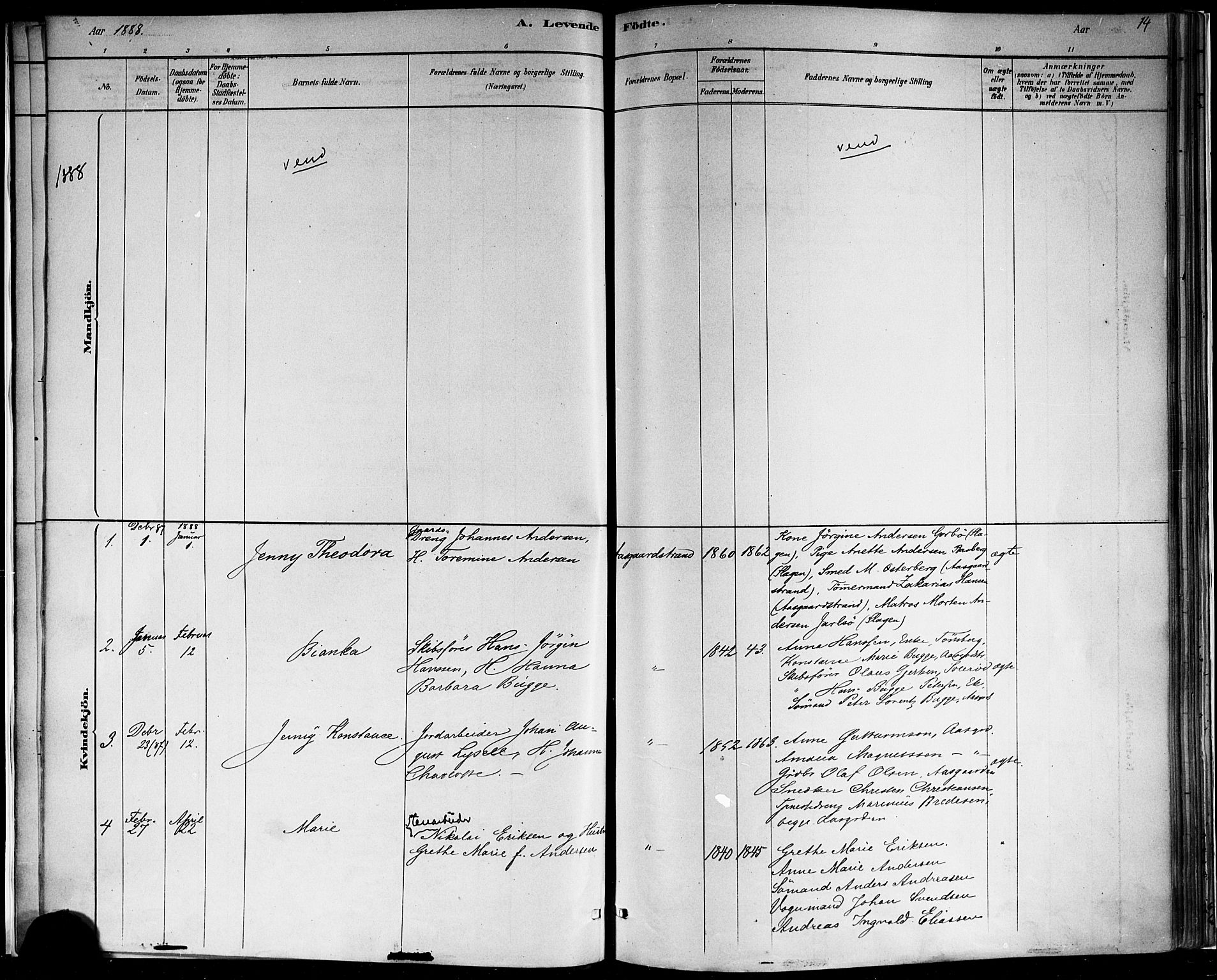 Borre kirkebøker, SAKO/A-338/F/Fb/L0001: Parish register (official) no. II 1, 1878-1892, p. 14
