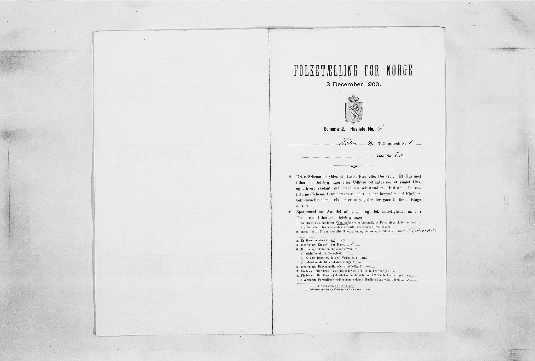 SAO, 1900 census for Hølen, 1900