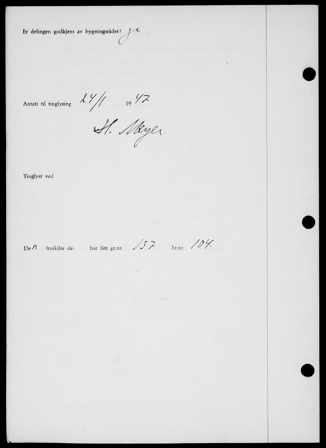 Onsøy sorenskriveri, SAO/A-10474/G/Ga/Gab/L0018: Mortgage book no. II A-18, 1946-1947, Diary no: : 209/1947