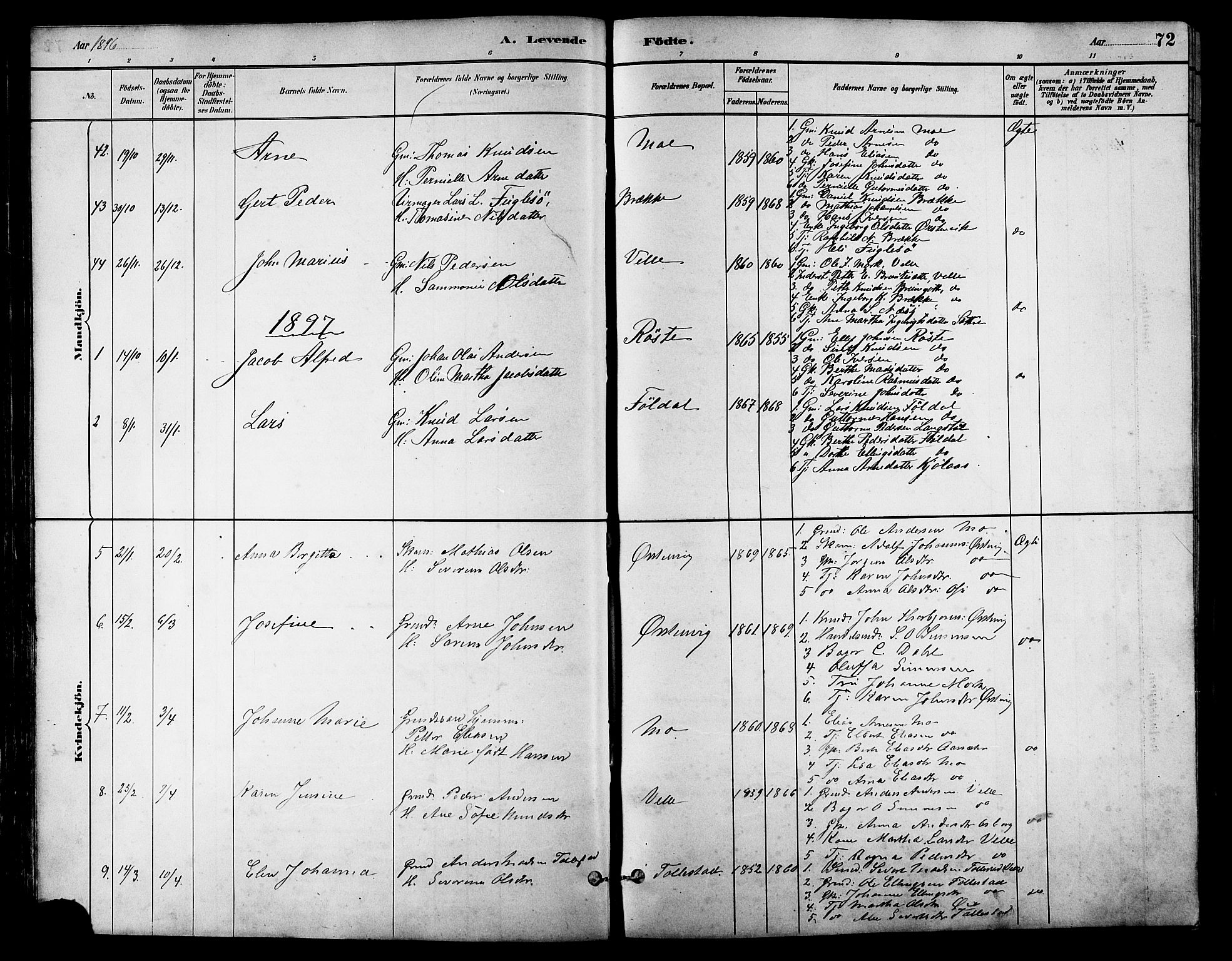 Ministerialprotokoller, klokkerbøker og fødselsregistre - Møre og Romsdal, SAT/A-1454/513/L0189: Parish register (copy) no. 513C03, 1883-1904, p. 72