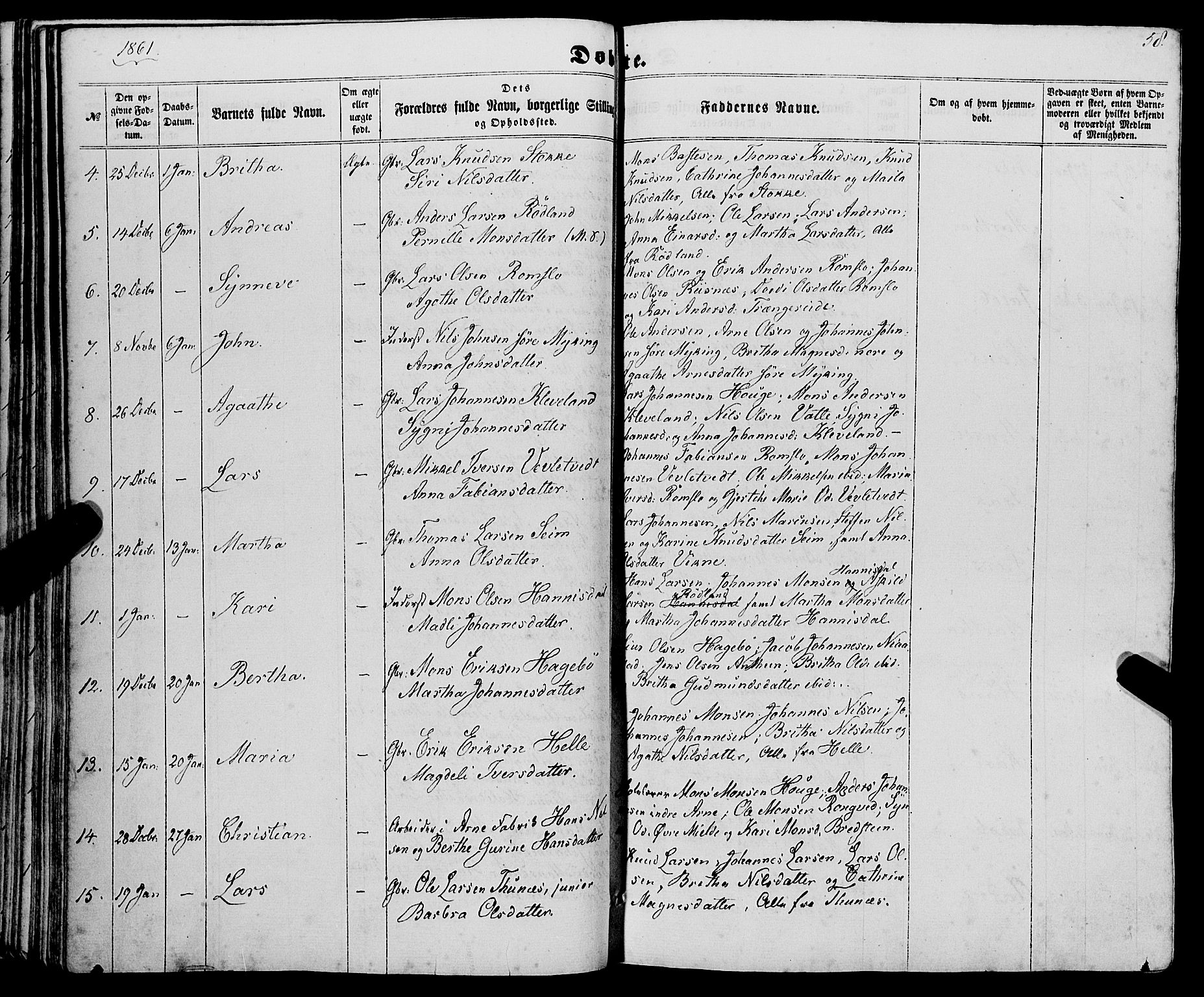 Haus sokneprestembete, AV/SAB-A-75601/H/Haa: Parish register (official) no. A 17, 1858-1870, p. 58