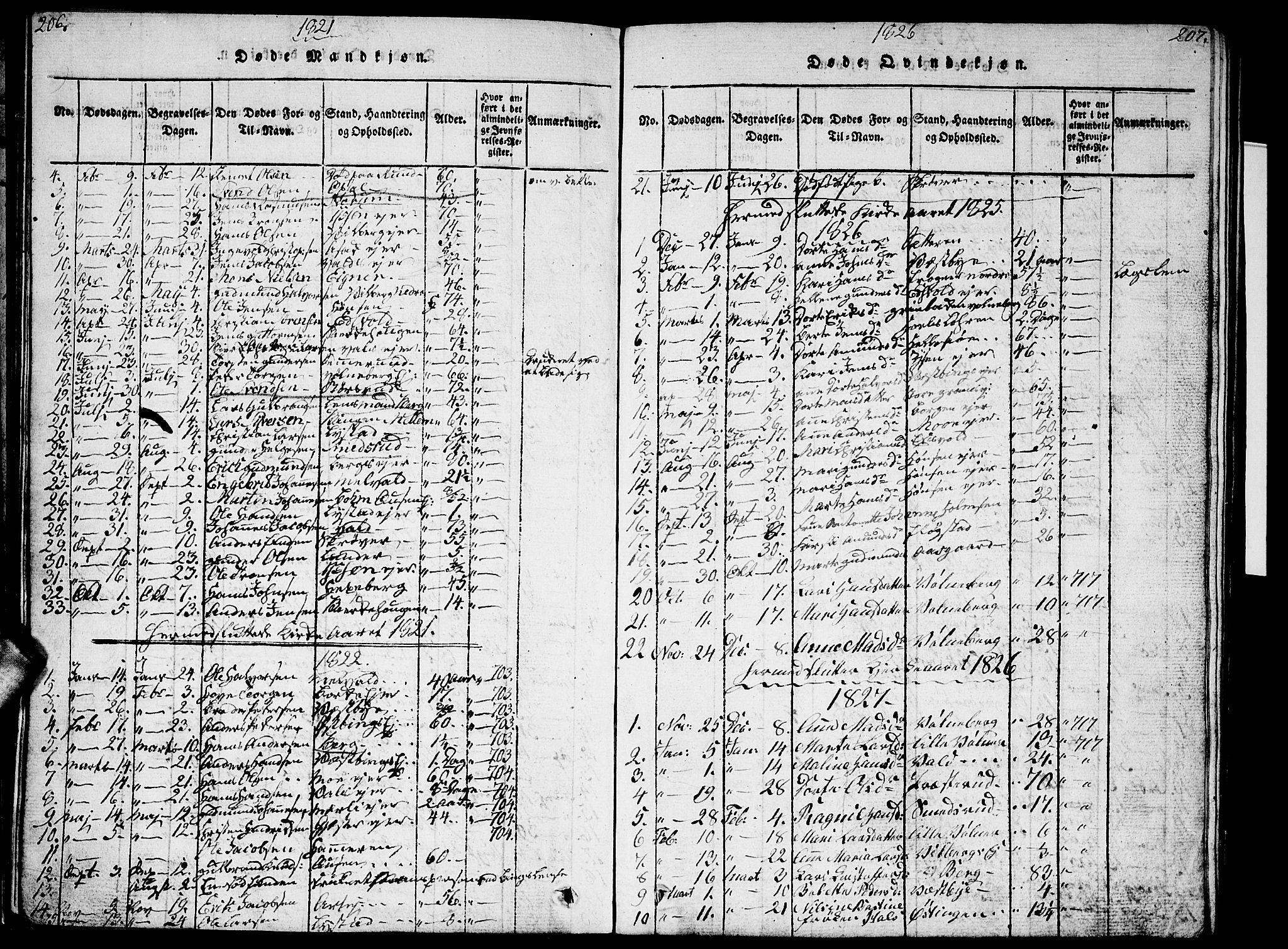 Sørum prestekontor Kirkebøker, SAO/A-10303/G/Ga/L0001: Parish register (copy) no. I 1, 1814-1829, p. 206-207