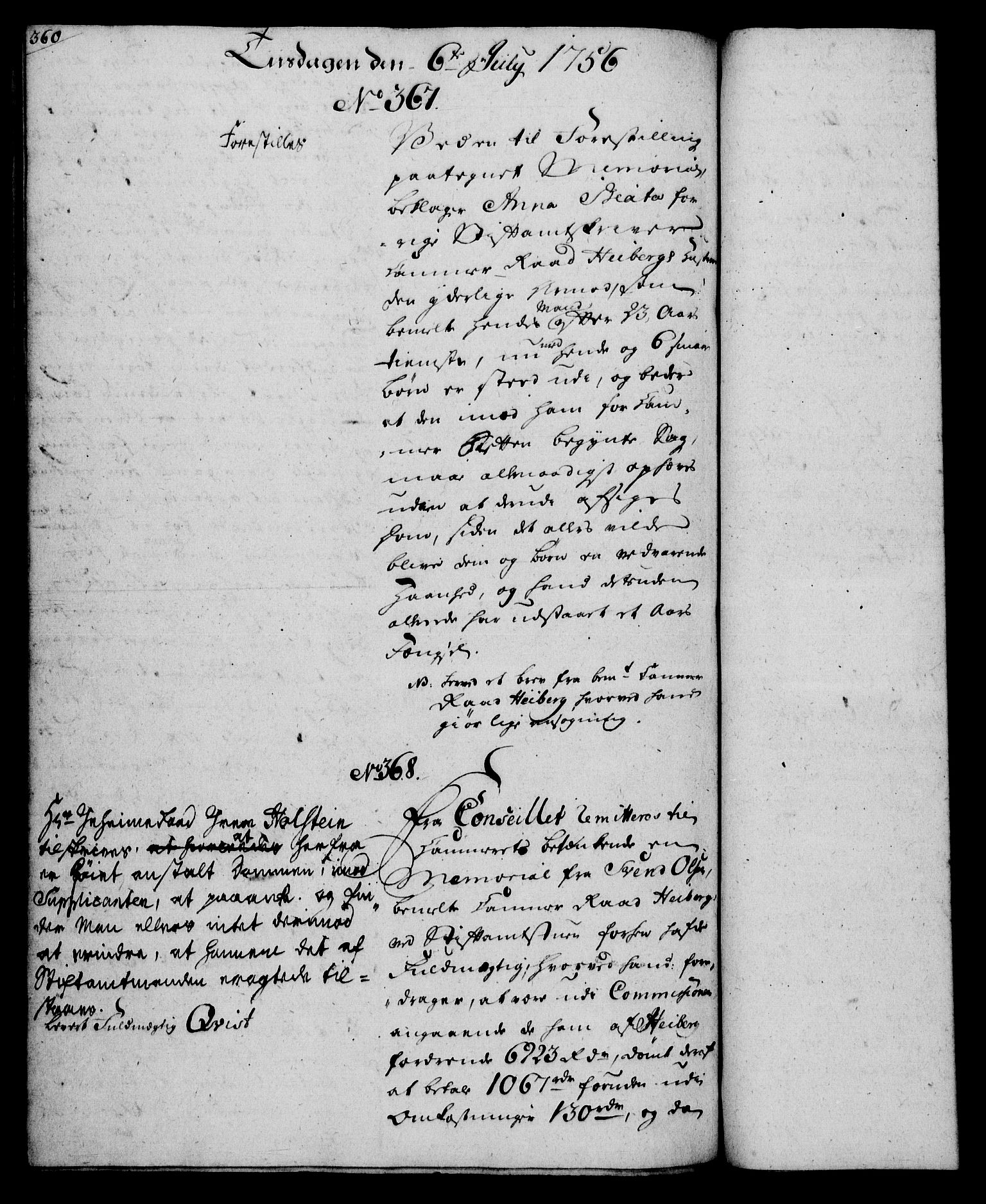 Rentekammeret, Kammerkanselliet, RA/EA-3111/G/Gh/Gha/L0033: Norsk ekstraktmemorialprotokoll (merket RK 53.78), 1755-1756, p. 360